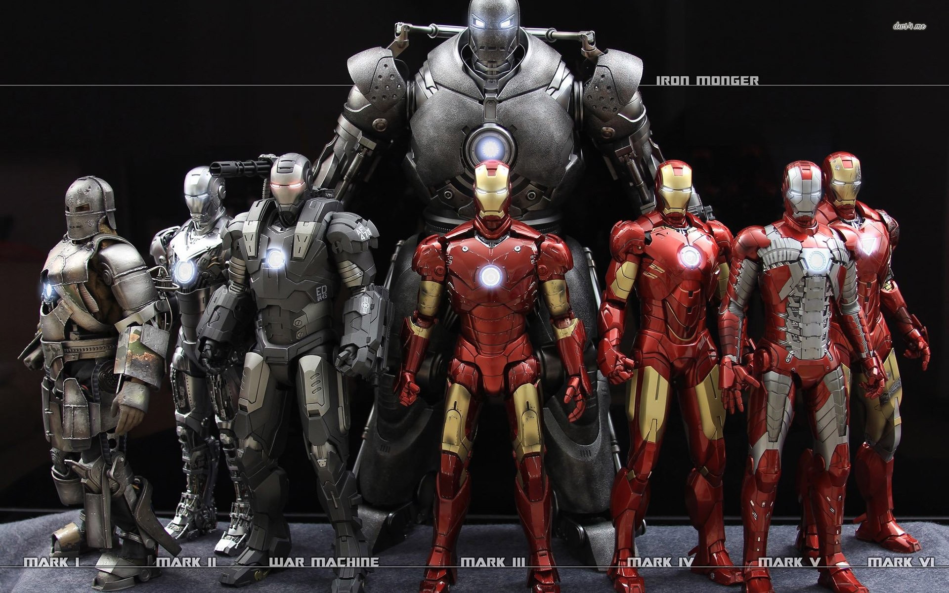 Iron Man, Iron Monger, War Machine, Armature Mark, Action figure, sfondo MacBook Air