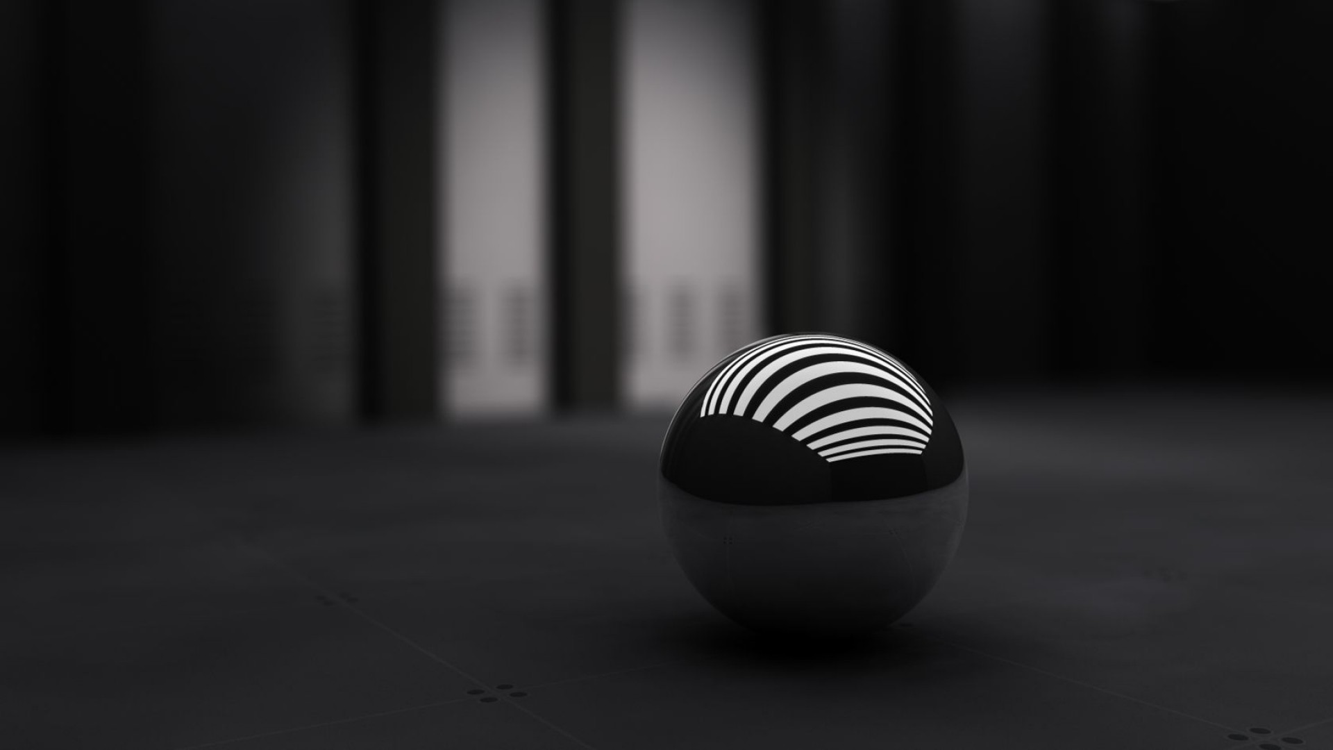 Sfera a strisce, Rendering 3D, Bianco e nero, Full HD, sfondo per PC e portatile