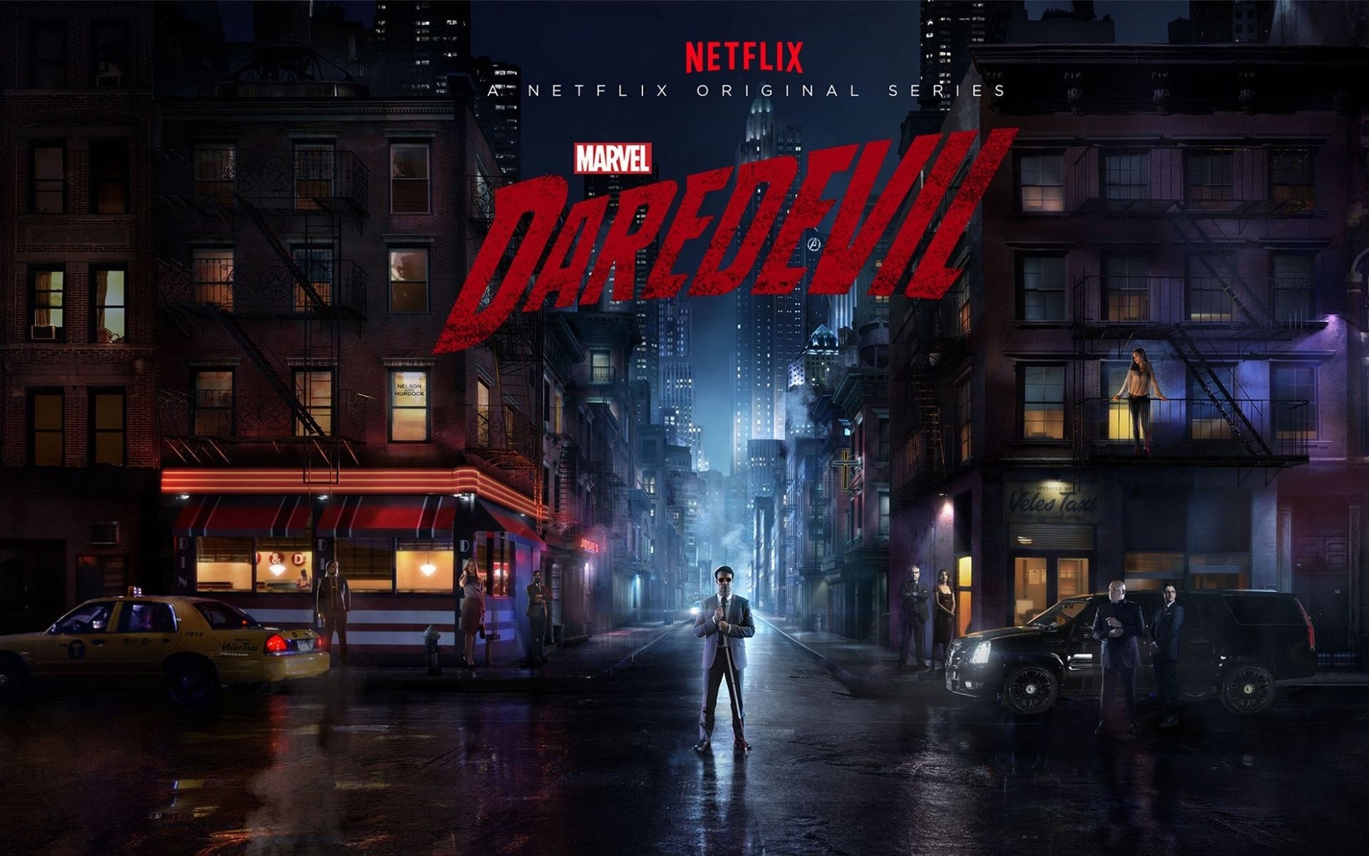 Daredevil, Netflix, Hell's Kitchen, Strada, Notte, Full HD, sfondo per PC