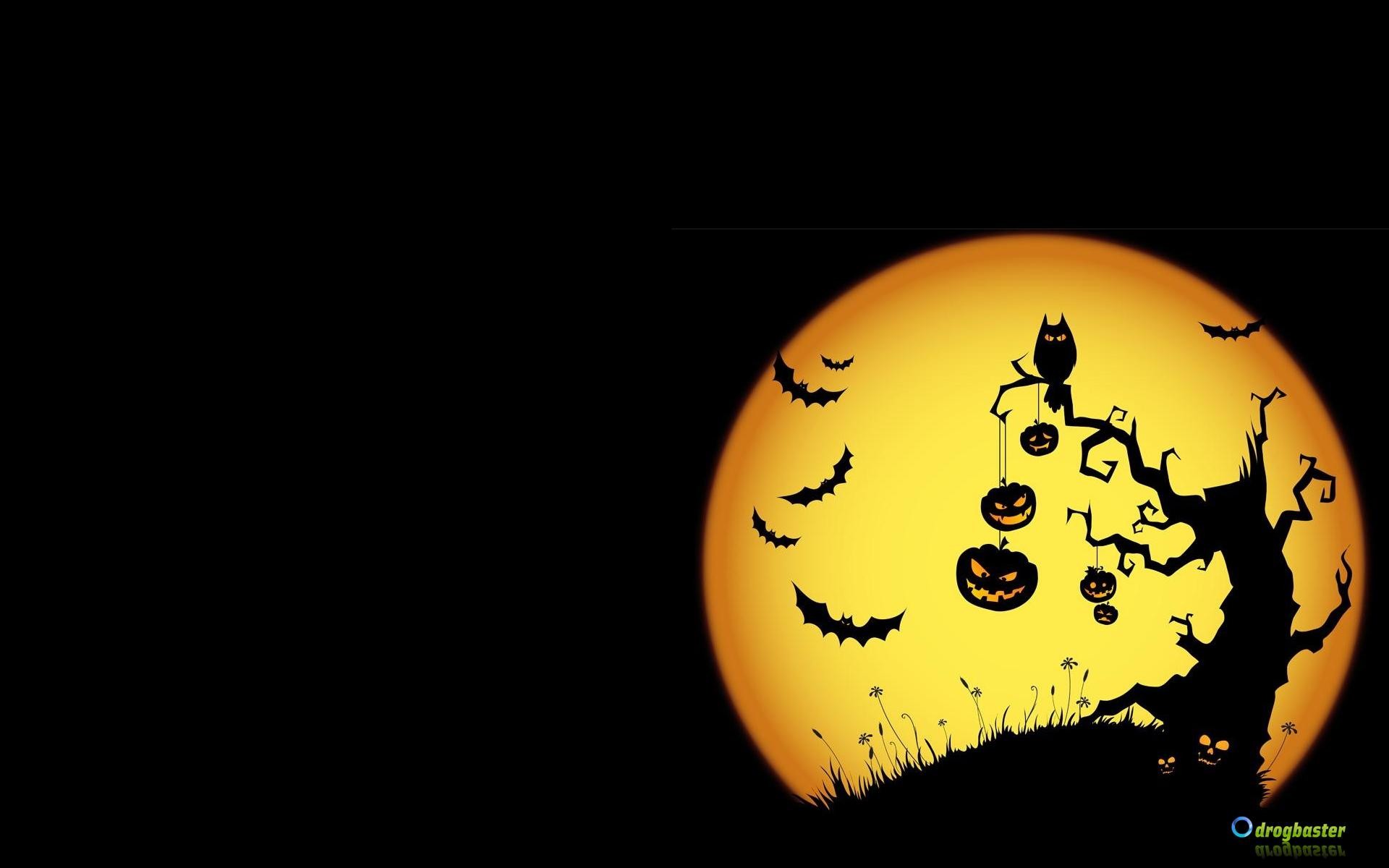 Halloween, Luna piena, Pipistrelli, Albero, wallpaper per cellulare