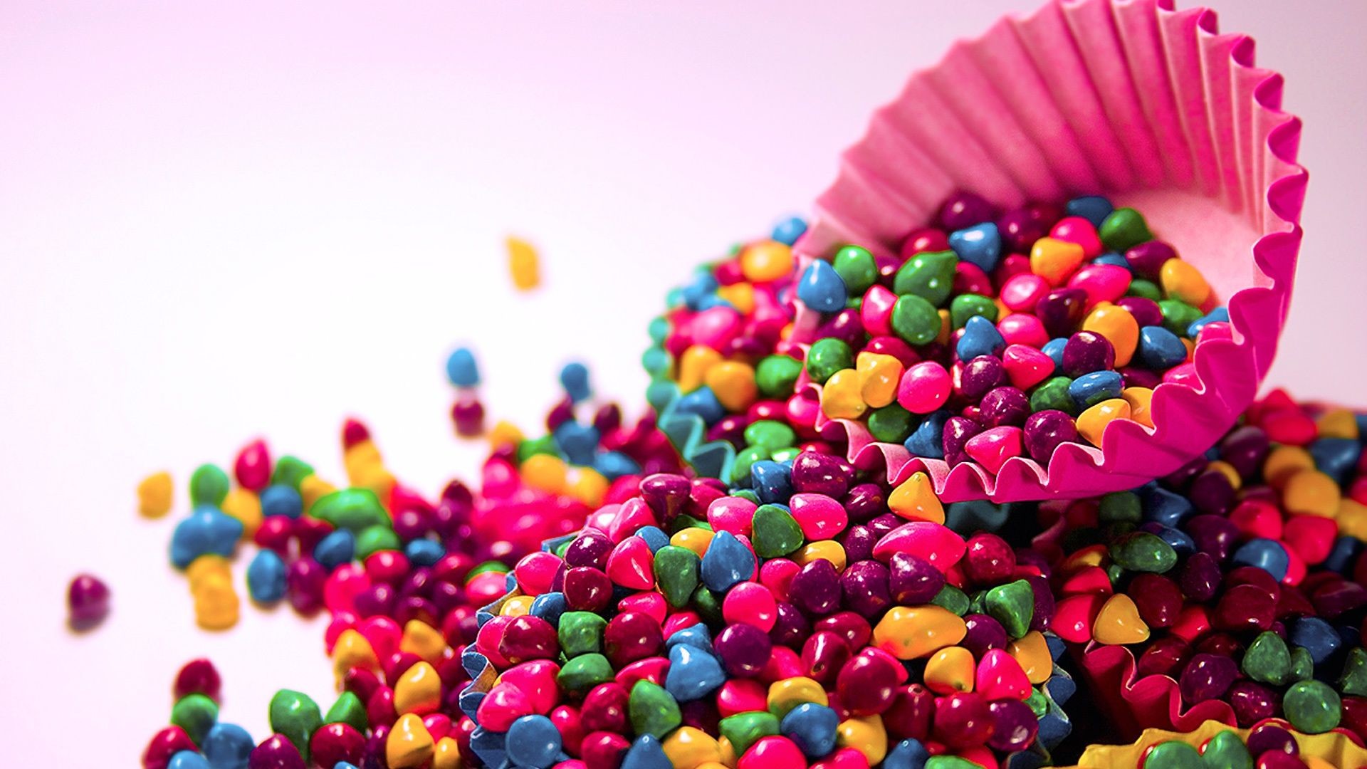 Confettini colorati, Pirottino, Caramelle, Rosa, Full HD, sfondo per PC