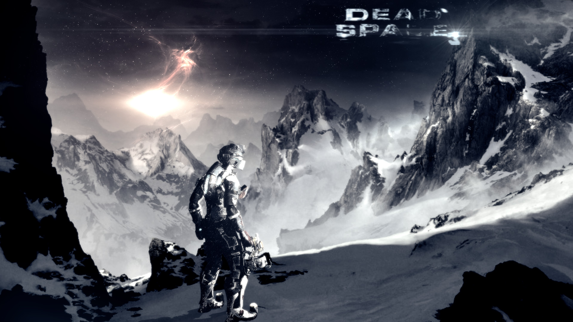 Isaac Clarke, Dead Space 3, Tau Volantis, Montagne innevate, Logo, wallpaper Windows 11