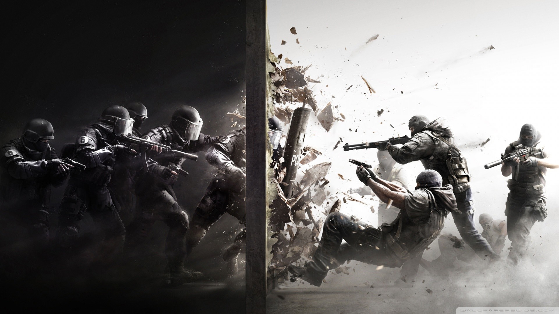 Tom Clancy's The Division, Soldati, Esplosione, Sfondo bianco, Full HD, wallpaper per PC