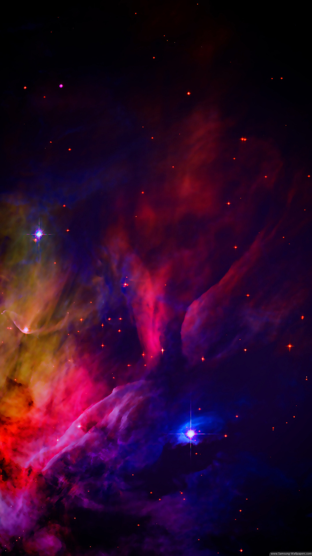 Nebulosa, Spazio, Stelle, Rosso, Viola, Full HD, sfondo Samsung S8