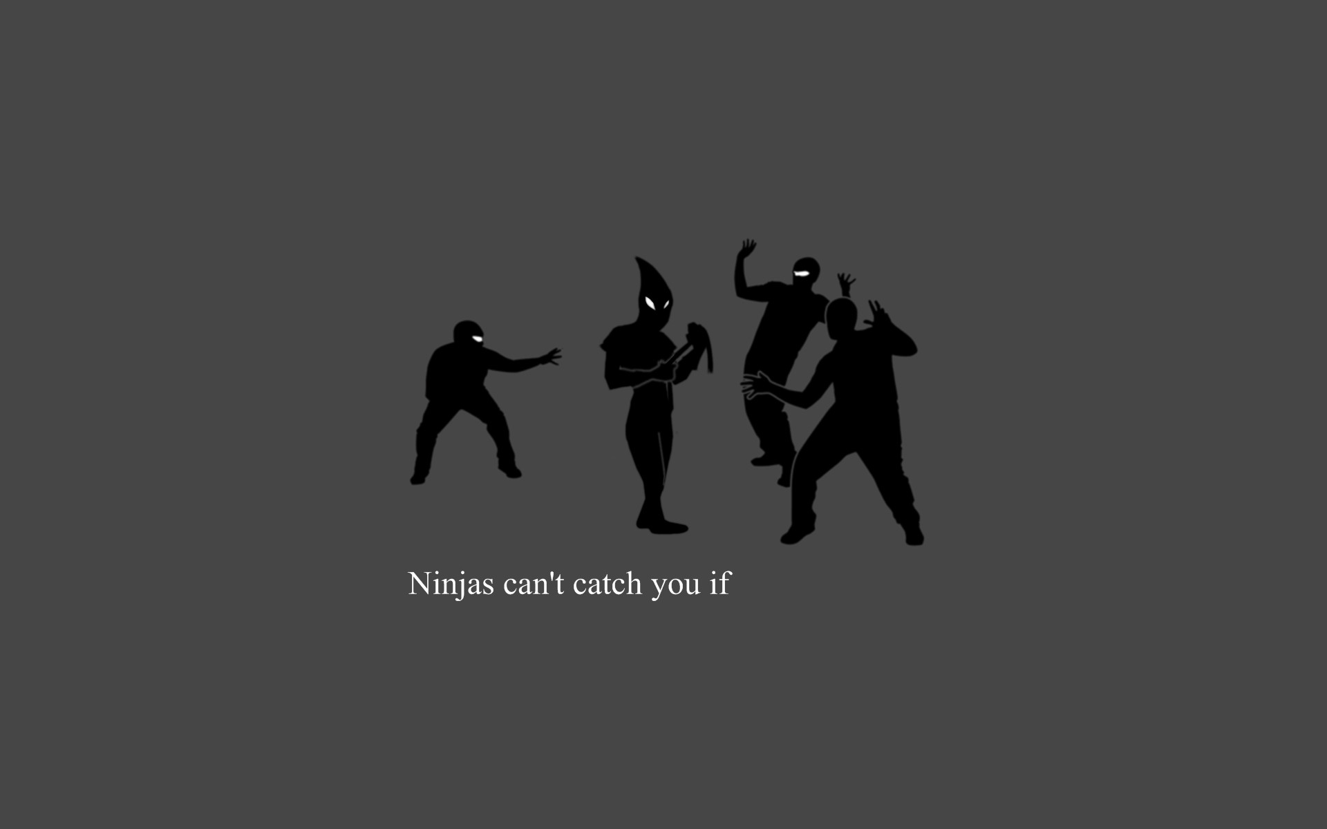 Ninjas can't catch you if, Ninja, Silhouette, Umorismo, 16:10 Full HD, sfondo widescreen