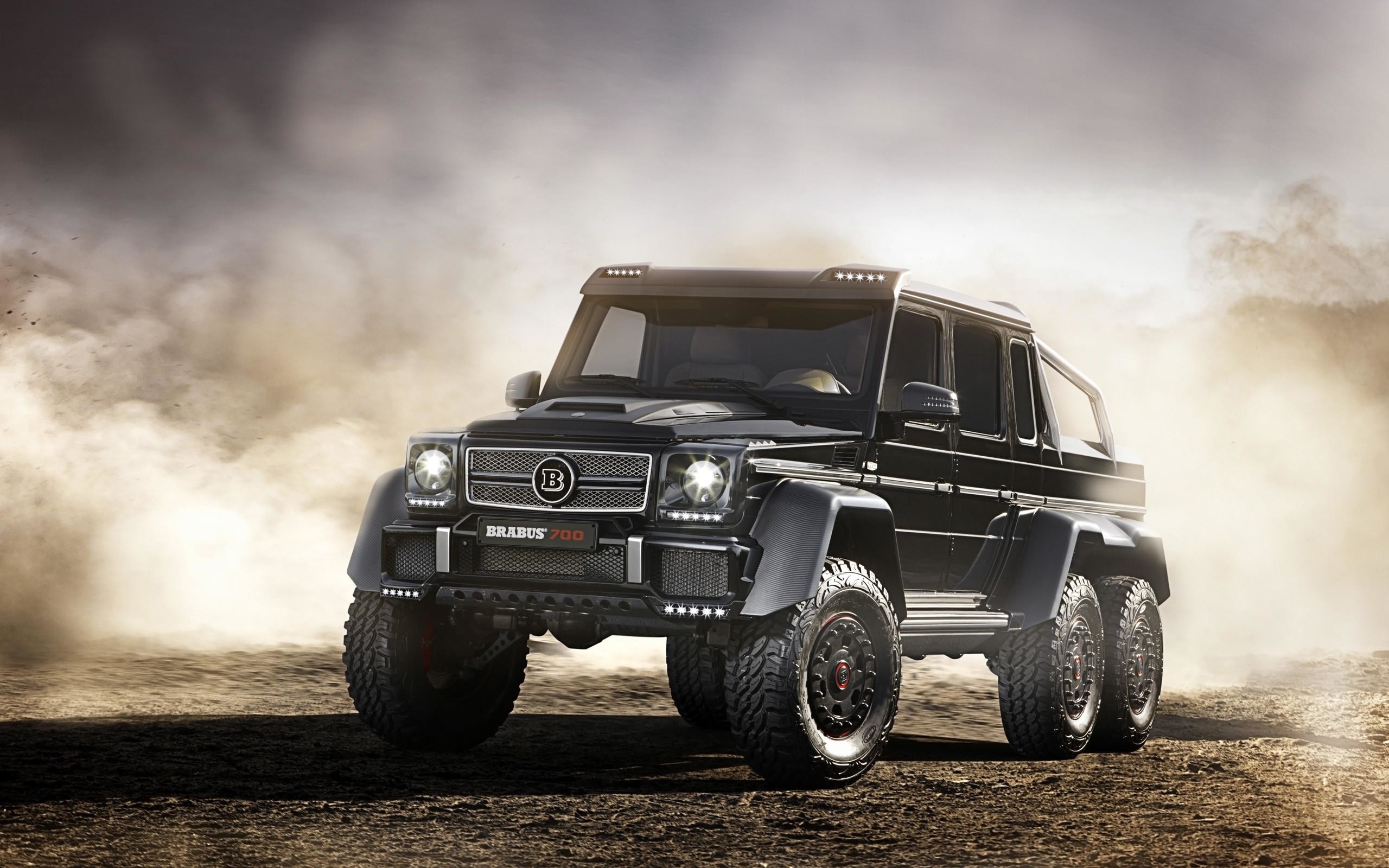 Brabus B63S 700 6x6, Mercedes-Benz G 63 AMG 6x6, Fuoristrada, Polvere, sfondo 2K per portatile