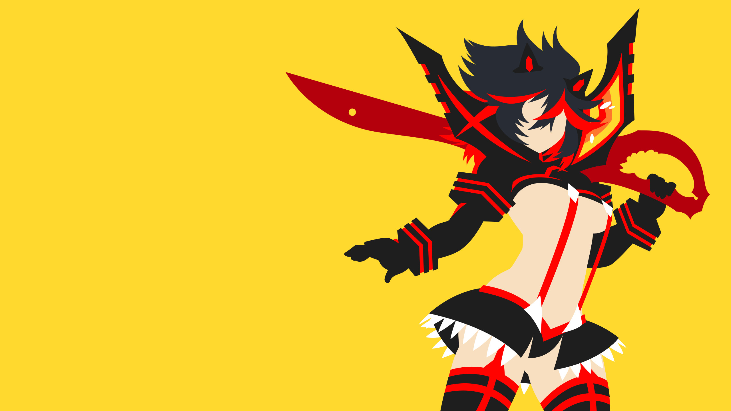 Ryuko Matoi, Senketsu, Kill la Kill, Minimalista, Sfondo giallo, wallpaper desktop 2K