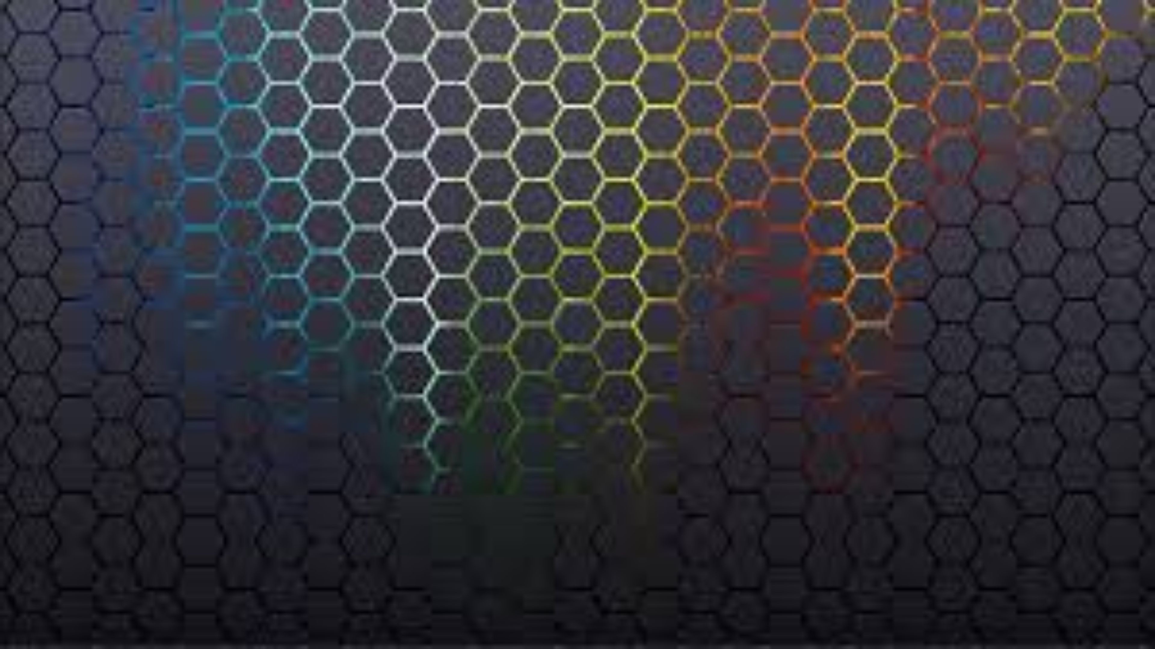 Esagoni, Arcobaleno, Sfondo scuro, 4K, wallpaper per PC