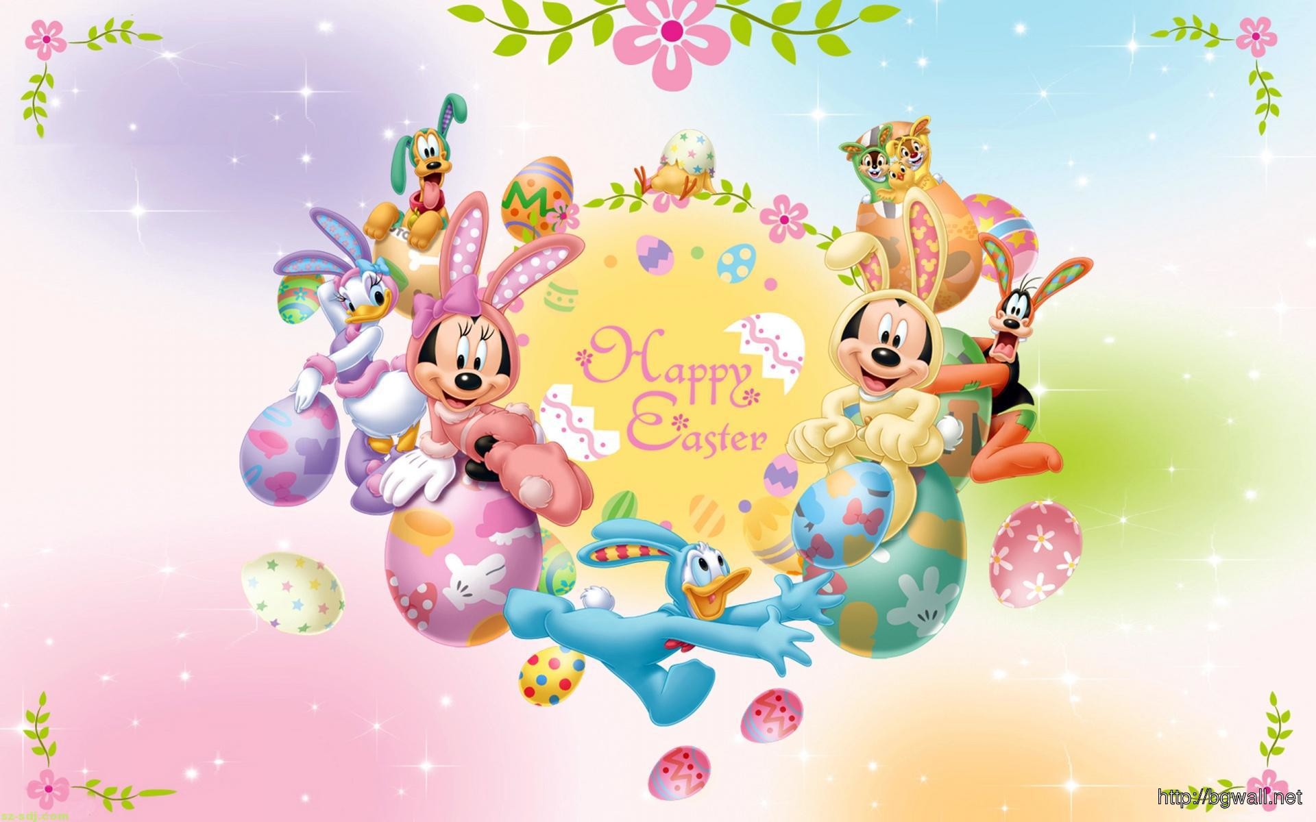 Topolino, Minnie, Pasqua, Uova di Pasqua, Pastello, Full HD, sfondo Windows 11