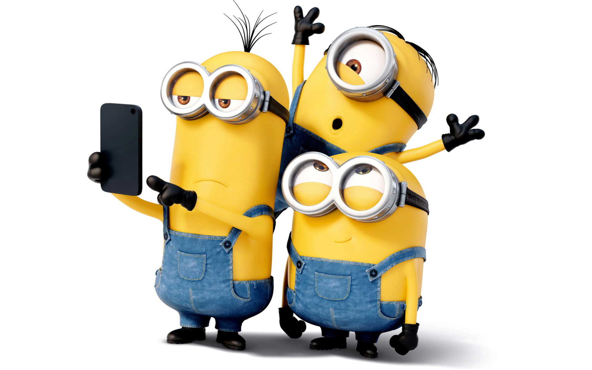 Minions, Selfie, Smartphone, Sfondo bianco, Full HD, wallpaper per portatile