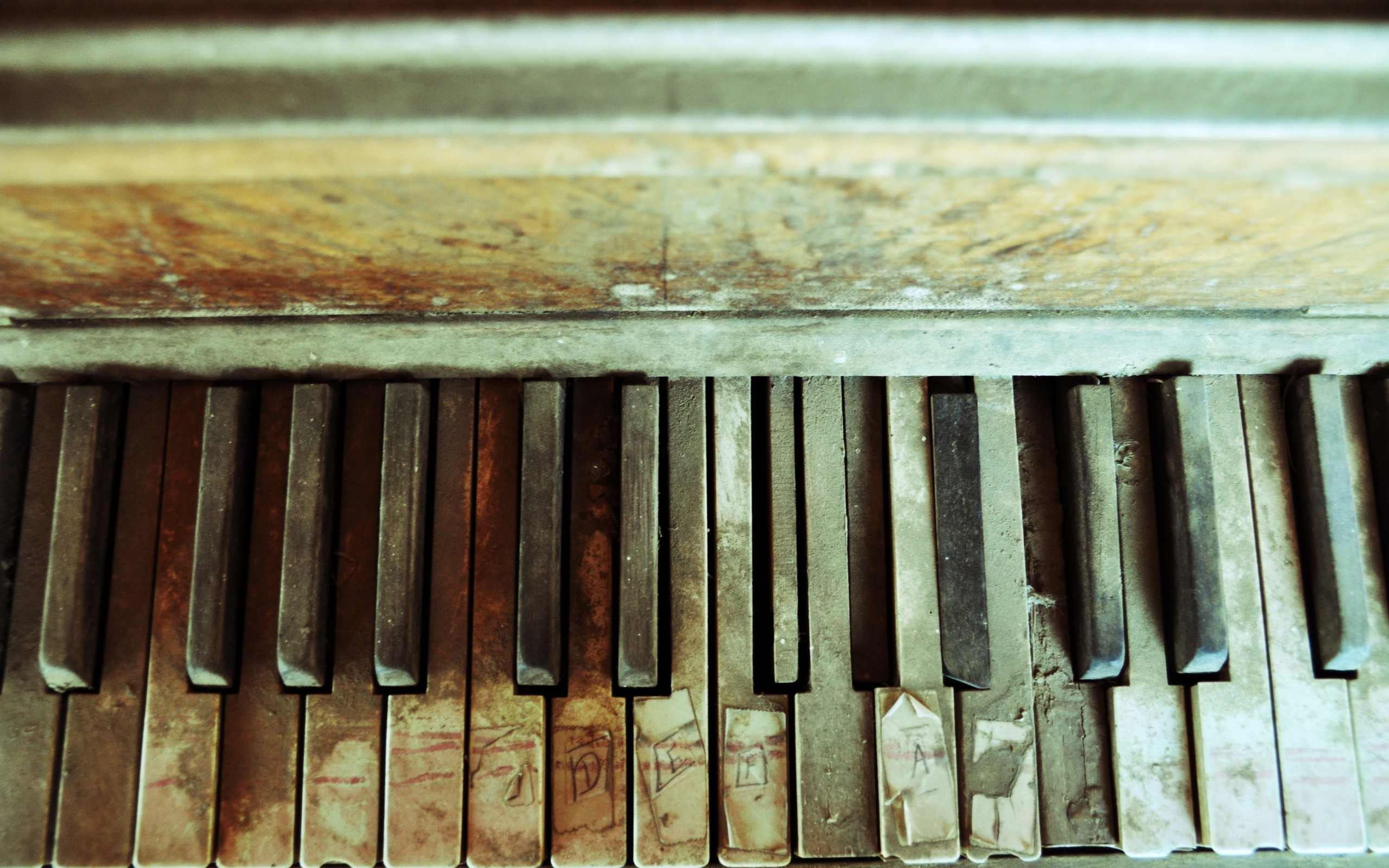Tasti consumati, Pianoforte vecchio, Vintage, 2K 1600p, sfondo desktop
