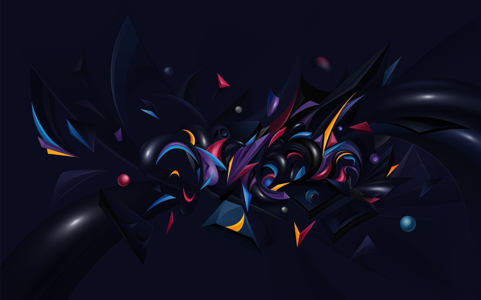 Forme astratte, 3D, Blu scuro, Arte digitale, Full HD, sfondo per desktop