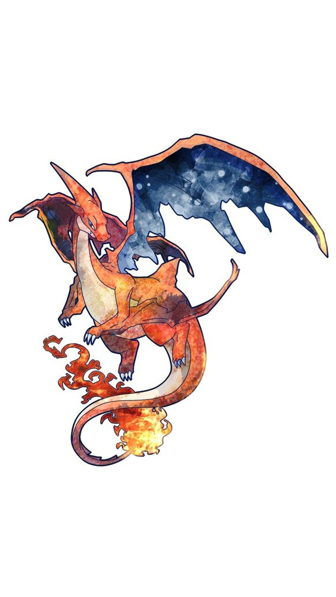 Charizard, Pokémon, Acquerello, Sfondo bianco, Full HD, schermata di blocco iPhone 4S