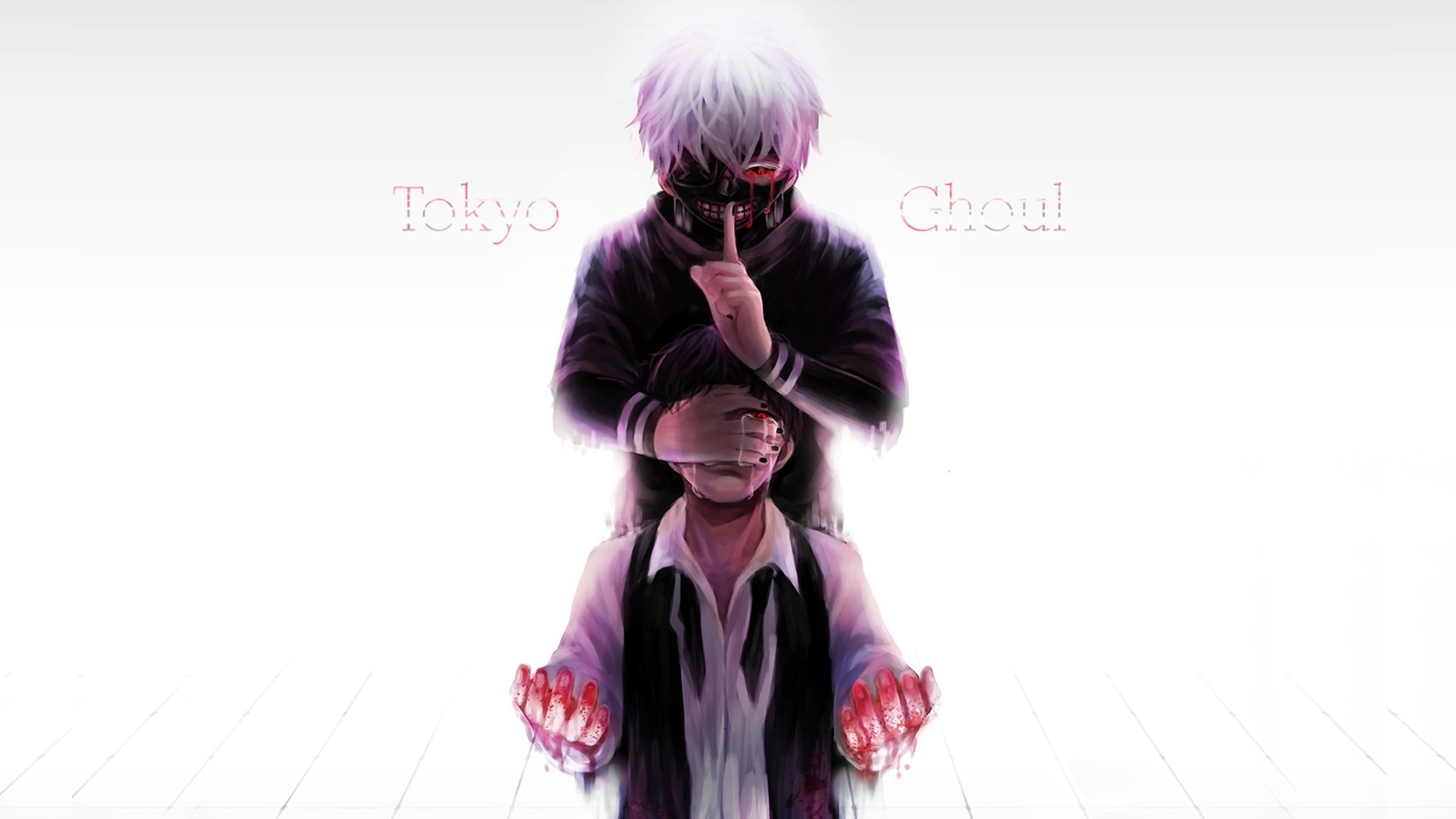 Ken Kaneki, Tokyo Ghoul, Doppia personalità, Sfondo bianco, Full HD, wallpaper per computer