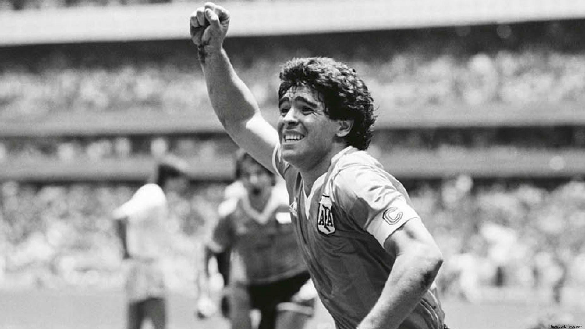 Diego Armando Maradona, Mondiali 1986, Esultanza, Bianco e nero, sfondo desktop Full HD