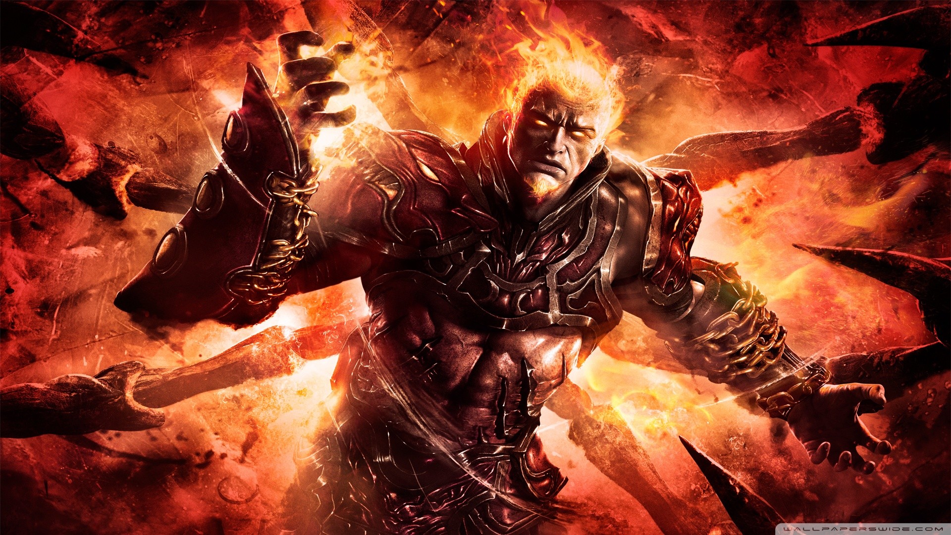 Ares, God of War, Fuoco, Arte, 16:9 Full HD, sfondo widescreen