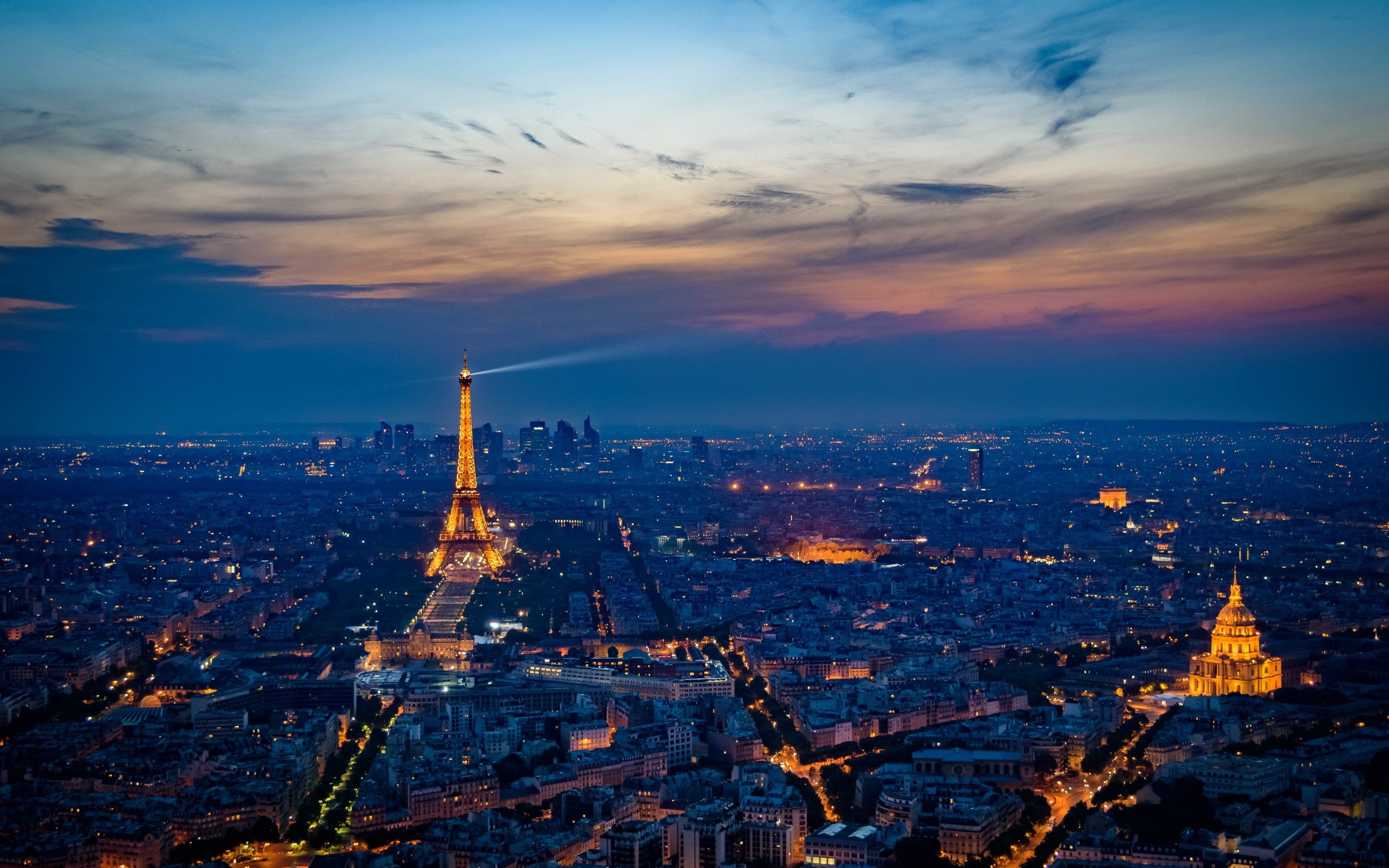 Torre Eiffel, Les Invalides, Parigi, Notte, 2880x1800, immagine di sfondo