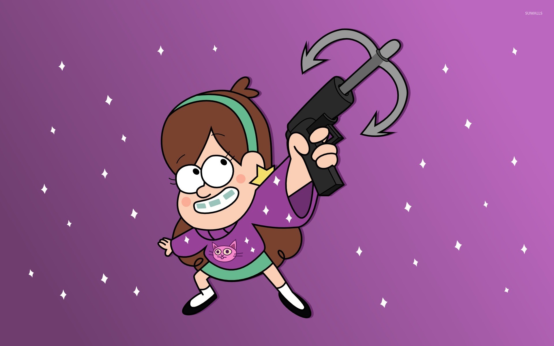 Mabel Pines, Gravity Falls, Rampino, Sfondo viola, 1920x1200, wallpaper desktop