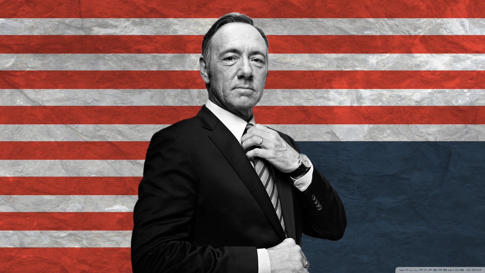 Frank Underwood, Kevin Spacey, House of Cards, Bandiera americana, sfondo Full HD per portatile