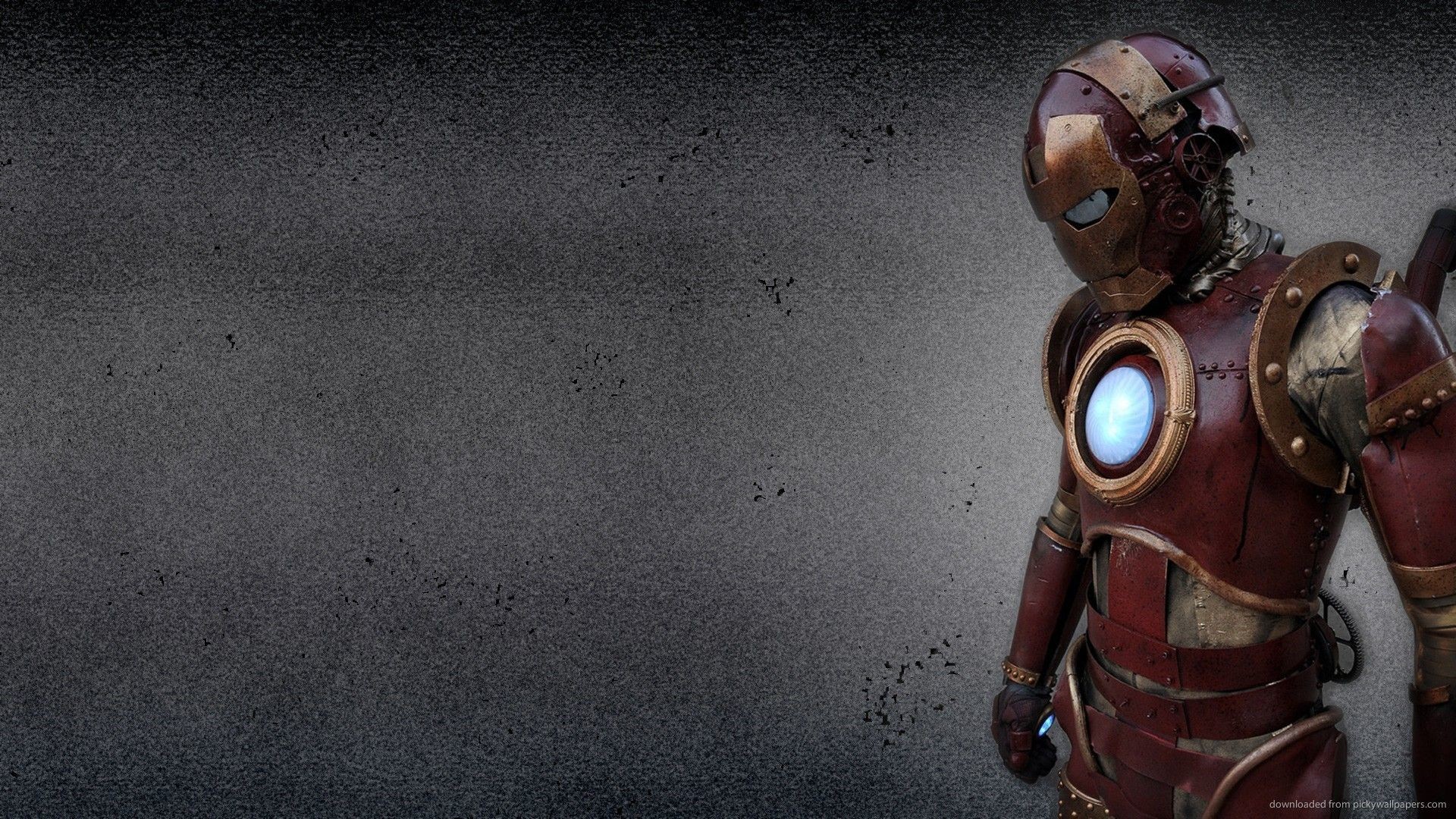 Iron Man, Armatura, Steampunk, Sfondo grigio, 1920x1080, wallpaper desktop