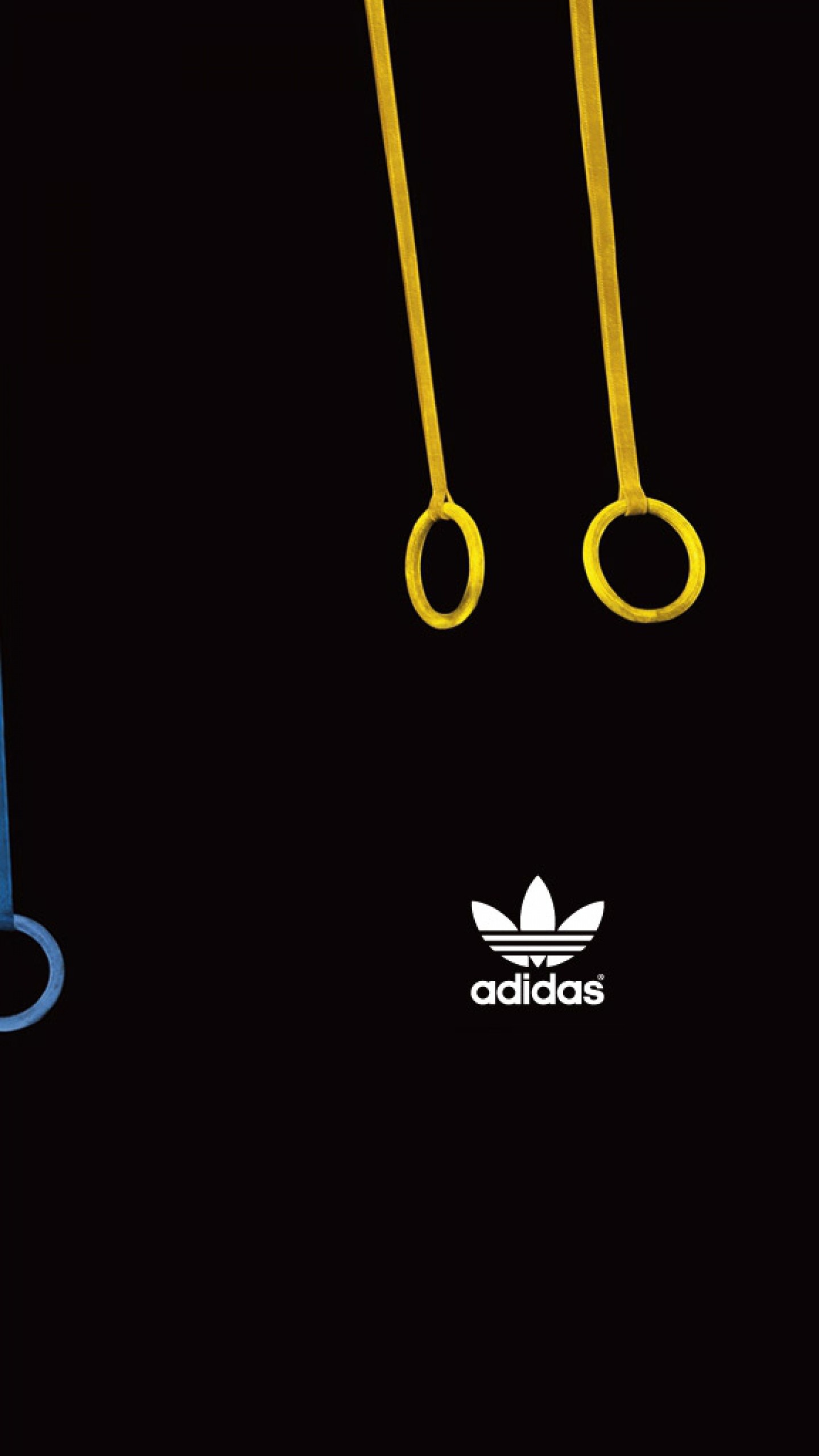 Adidas, Anelli da ginnastica, Logo trifoglio, Nero, QHD+, sfondo per iPhone e Android