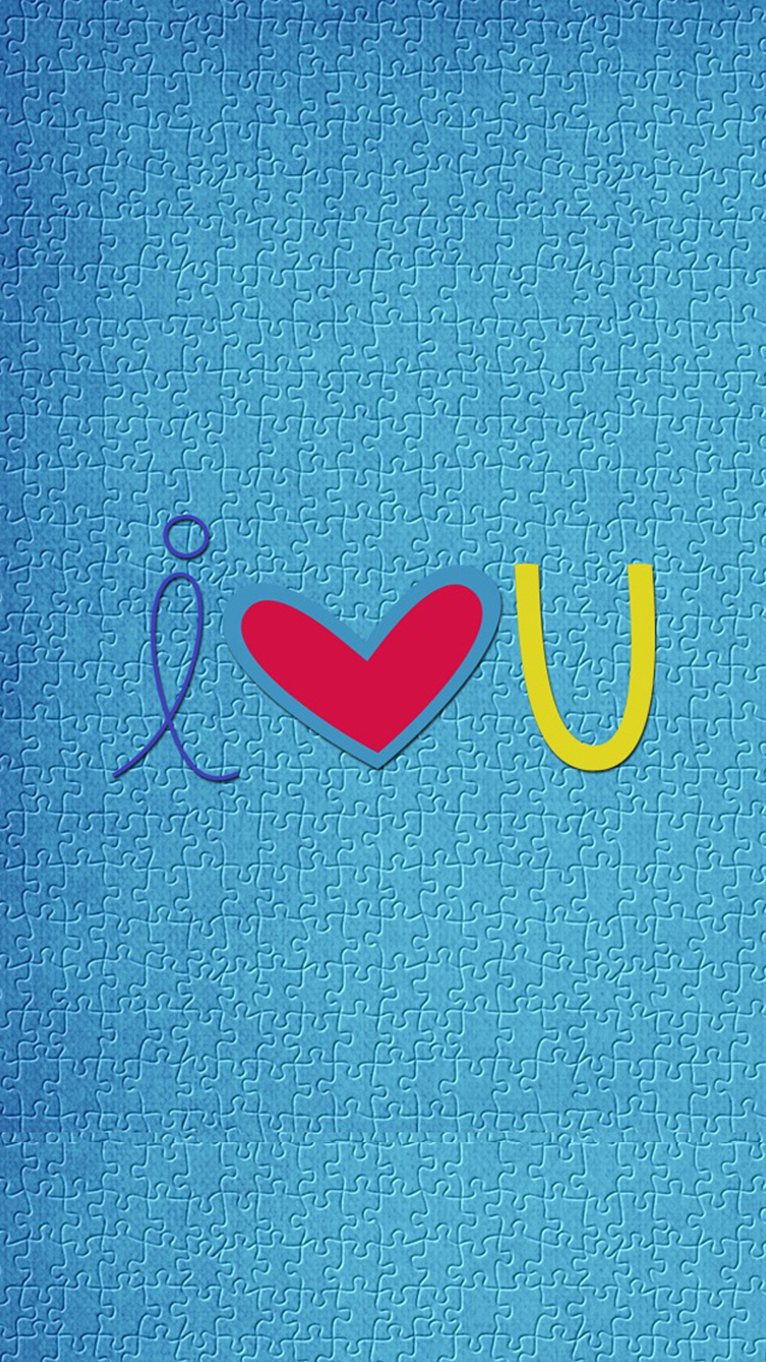 I love U, Cuore, Amore, Texture azzurra, 1080x1920, schermata di blocco iPhone