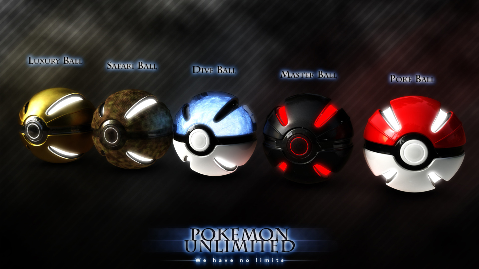 Poké Ball, Master Ball, Ultra Ball, Pokémon Unlimited, Sfondo scuro, wallpaper per portatile