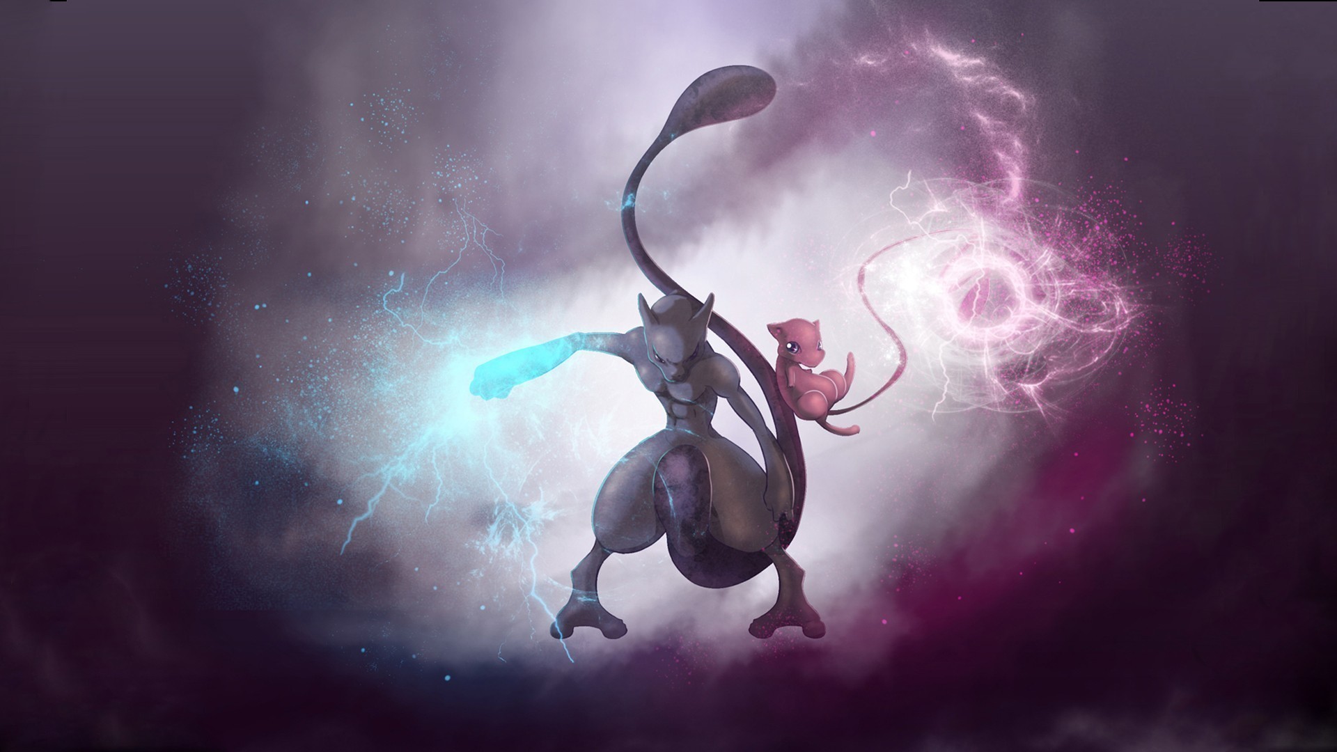 Mewtwo, Mew, Pokémon, Energia psichica, 1920x1080, immagine di sfondo