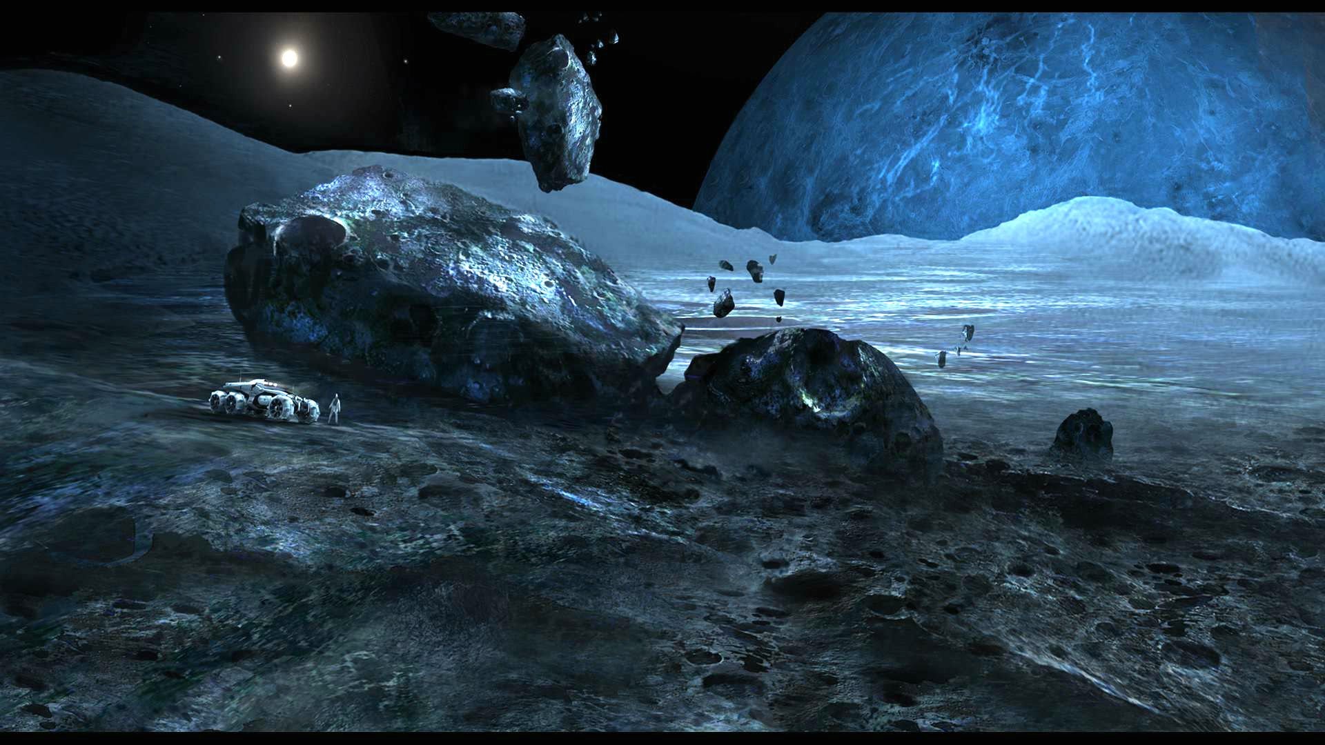 Pianeta ghiacciato, Rocce, Paesaggio alieno, Spazio, Full HD 1080p, sfondo desktop