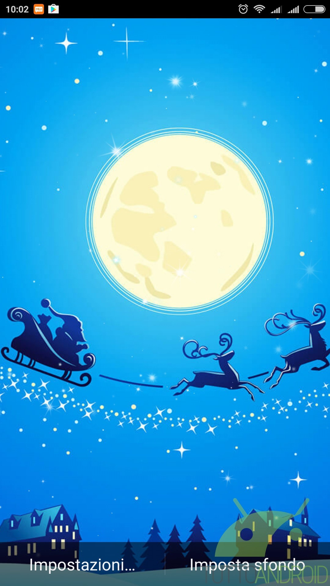 Babbo Natale, Slitta, Renne, Luna piena, Natale, Full HD, sfondo verticale per cellulare