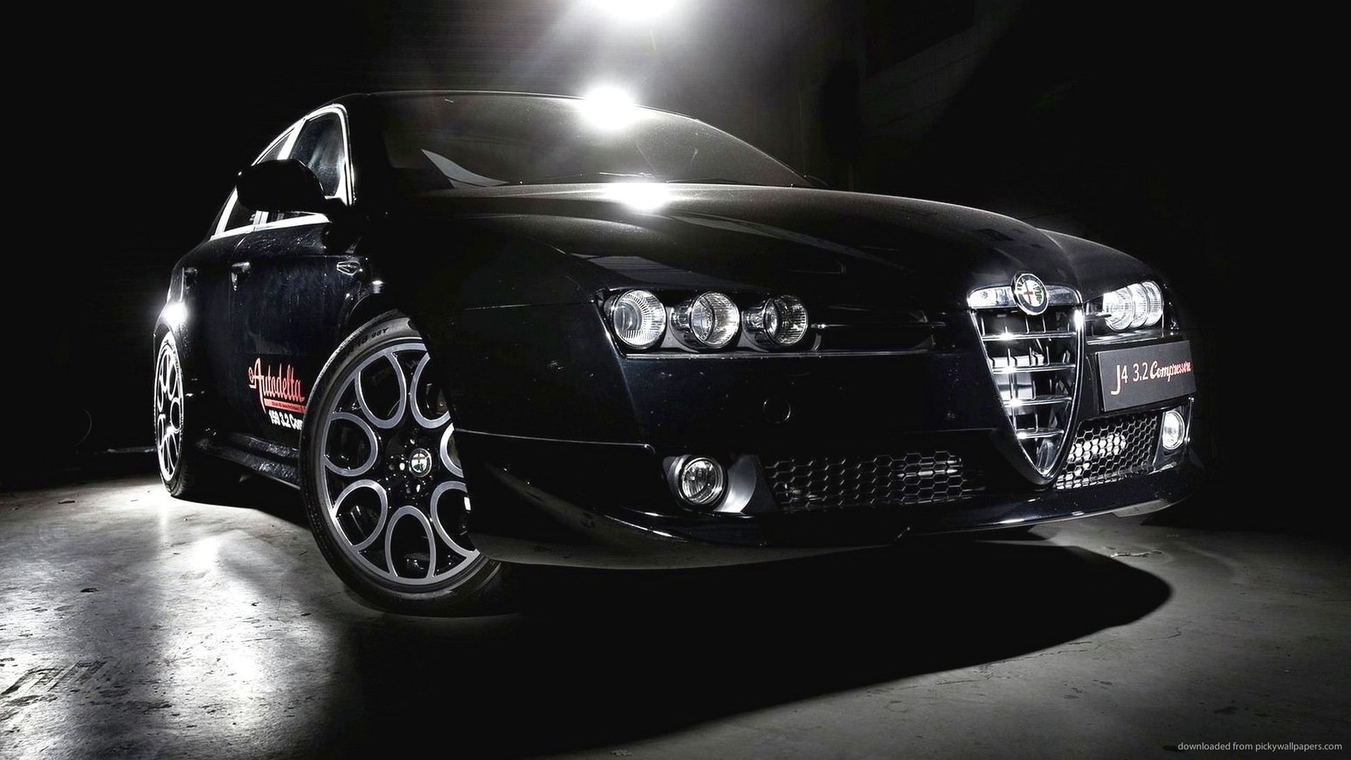 Alfa Romeo 159, Alfa Romeo, Nero, Sfondo nero, 16:9 Full HD, wallpaper widescreen