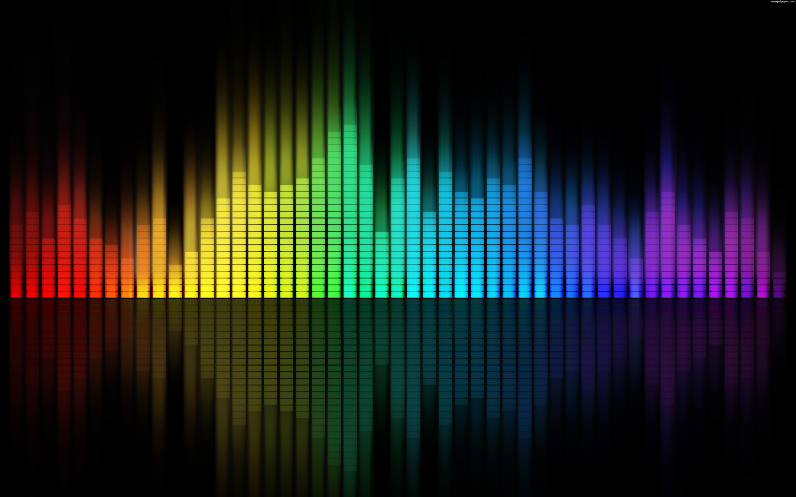 Equalizzatore, Arcobaleno, Sfondo nero, 2K, wallpaper per computer