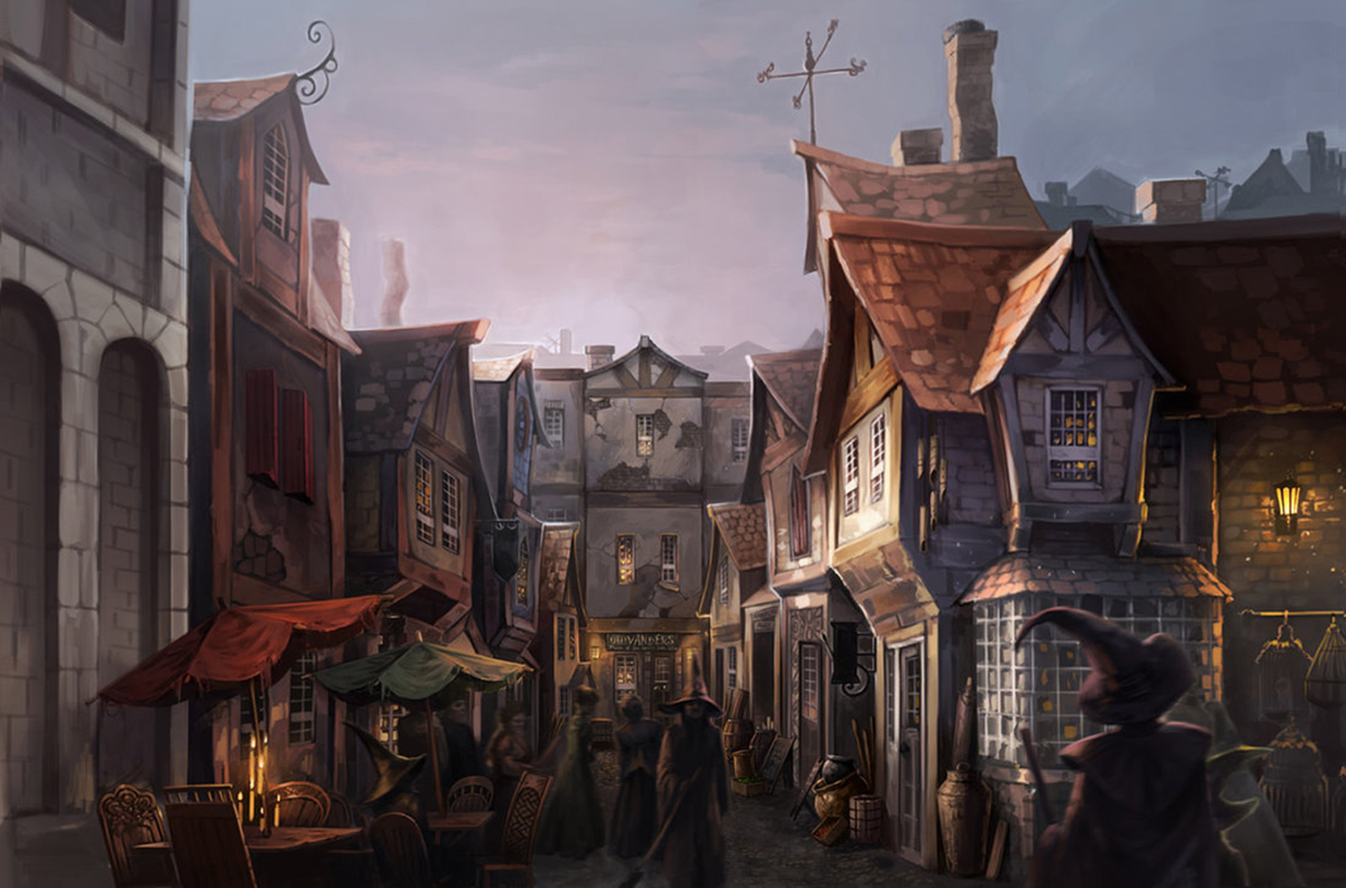 Diagon Alley, Harry Potter, Illustrazione, Full HD, sfondo per PC e portatile