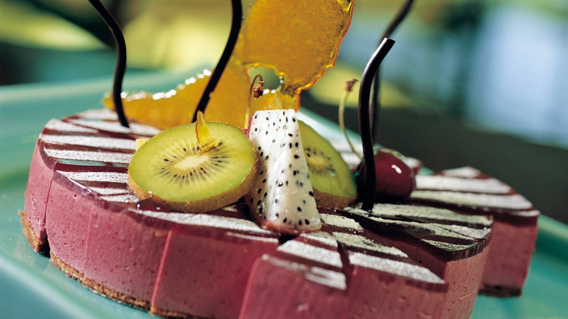 Torta mousse, Kiwi, Pasticceria, Decorazioni, Full HD, wallpaper per PC