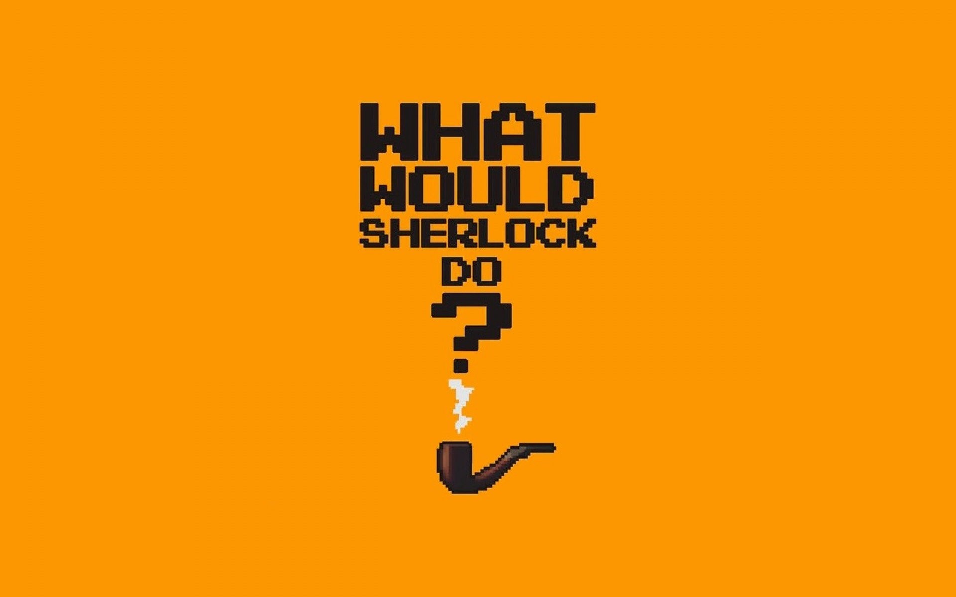 What Would Sherlock Do, Sherlock, Pipa, Pixel art, Arancione, Full HD, sfondo Windows 11
