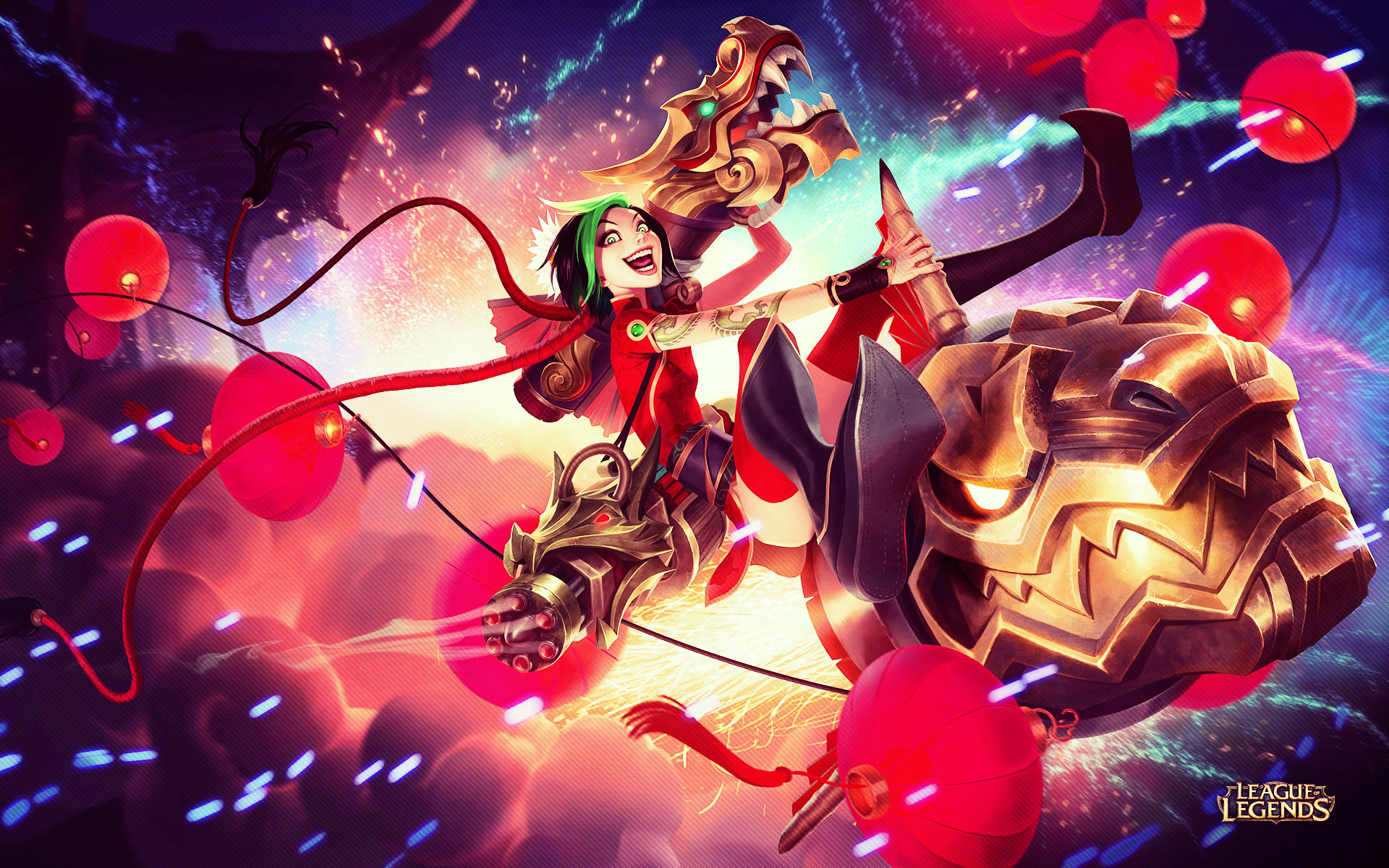 Jinx, Arcade, League of Legends, Neon, 1920x1200, immagine di sfondo