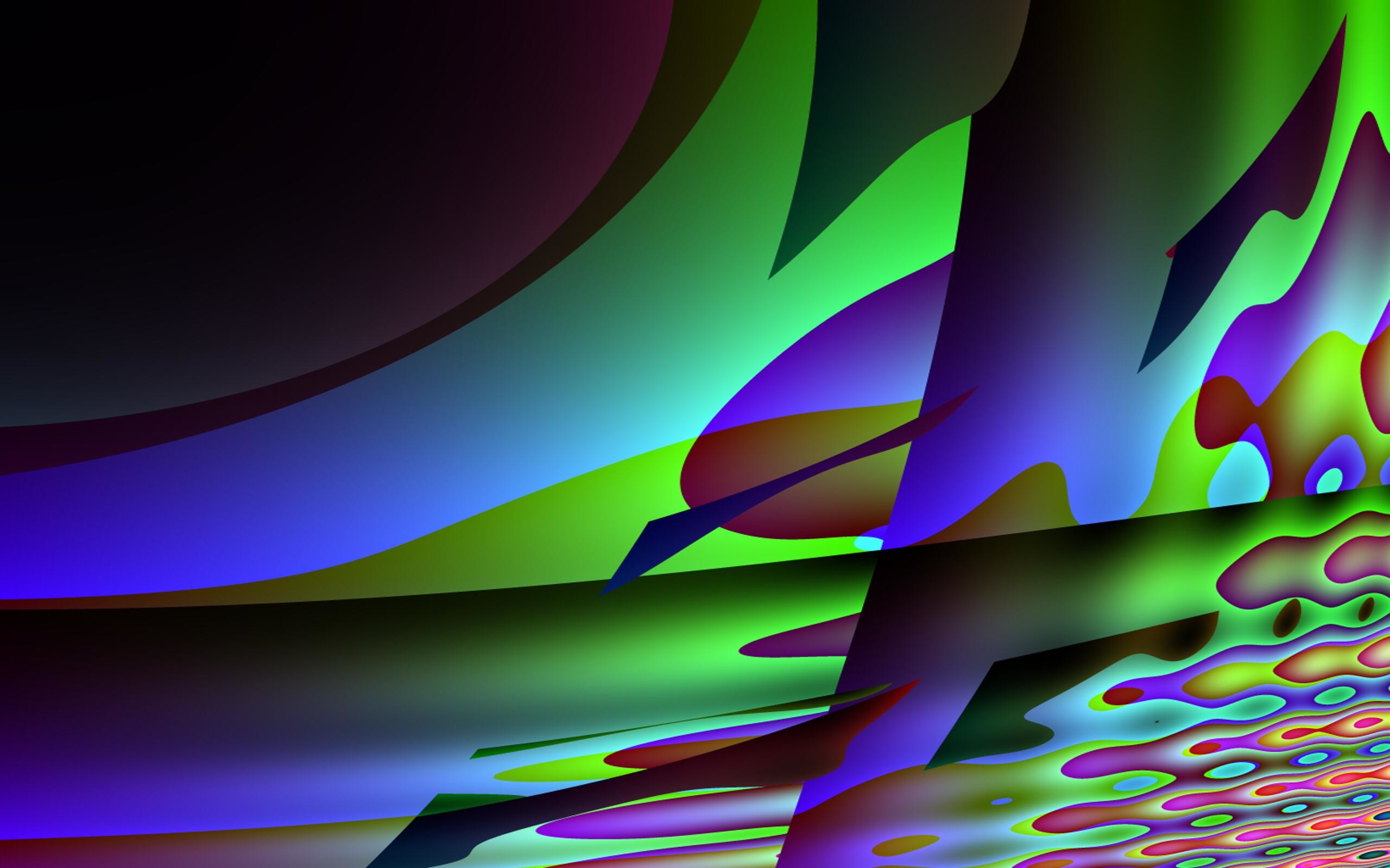 Arte frattale, Verde, Viola, Surreale, 16:10 2K, sfondo widescreen