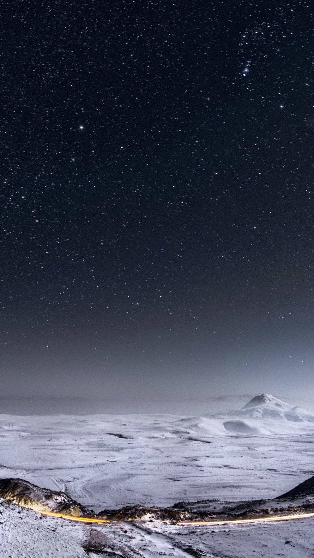 Cielo stellato, Montagna innevata, Notte, Stelle, schermata Home iPhone 6S