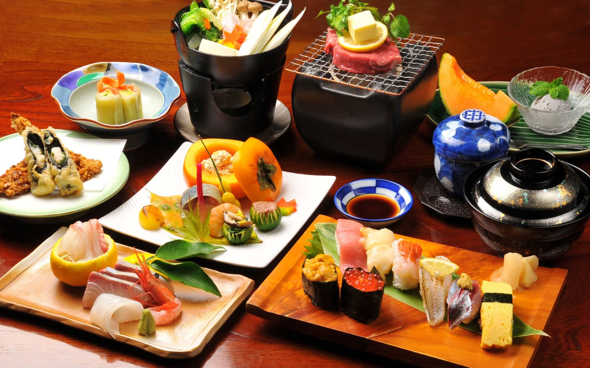 Cucina giapponese, Sushi, Kaiseki, Tempura, 1920x1200, sfondo per PC