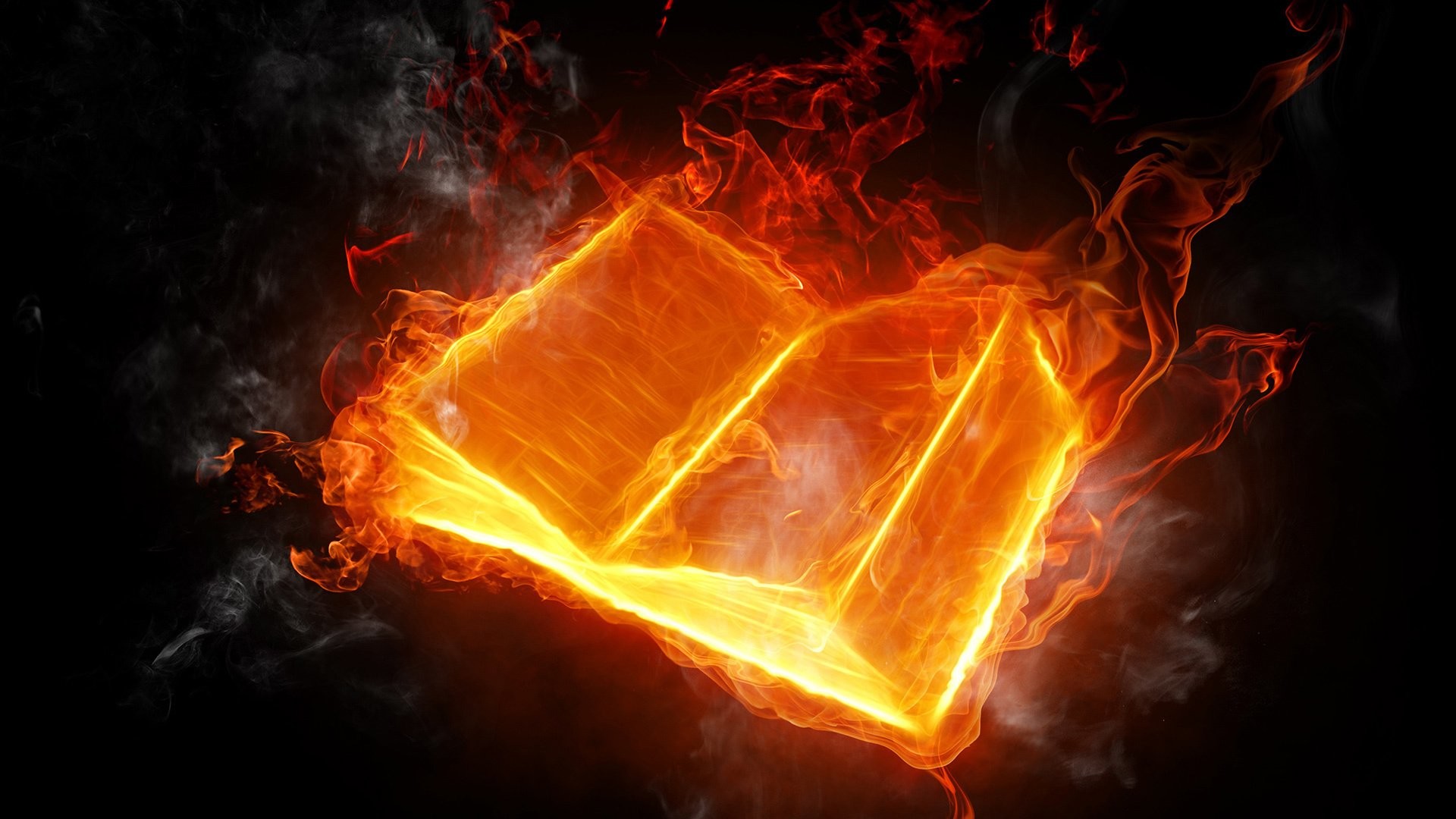 Libro in fiamme, Libro, Fuoco, Sfondo nero, 1920x1080, wallpaper desktop