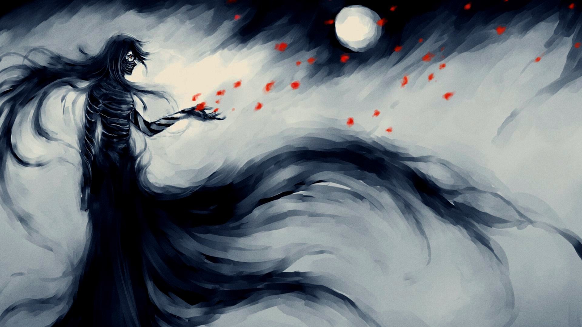 Ichigo Kurosaki, Mugetsu, Bleach, Luna, Inchiostro, 1920x1080, immagine di sfondo