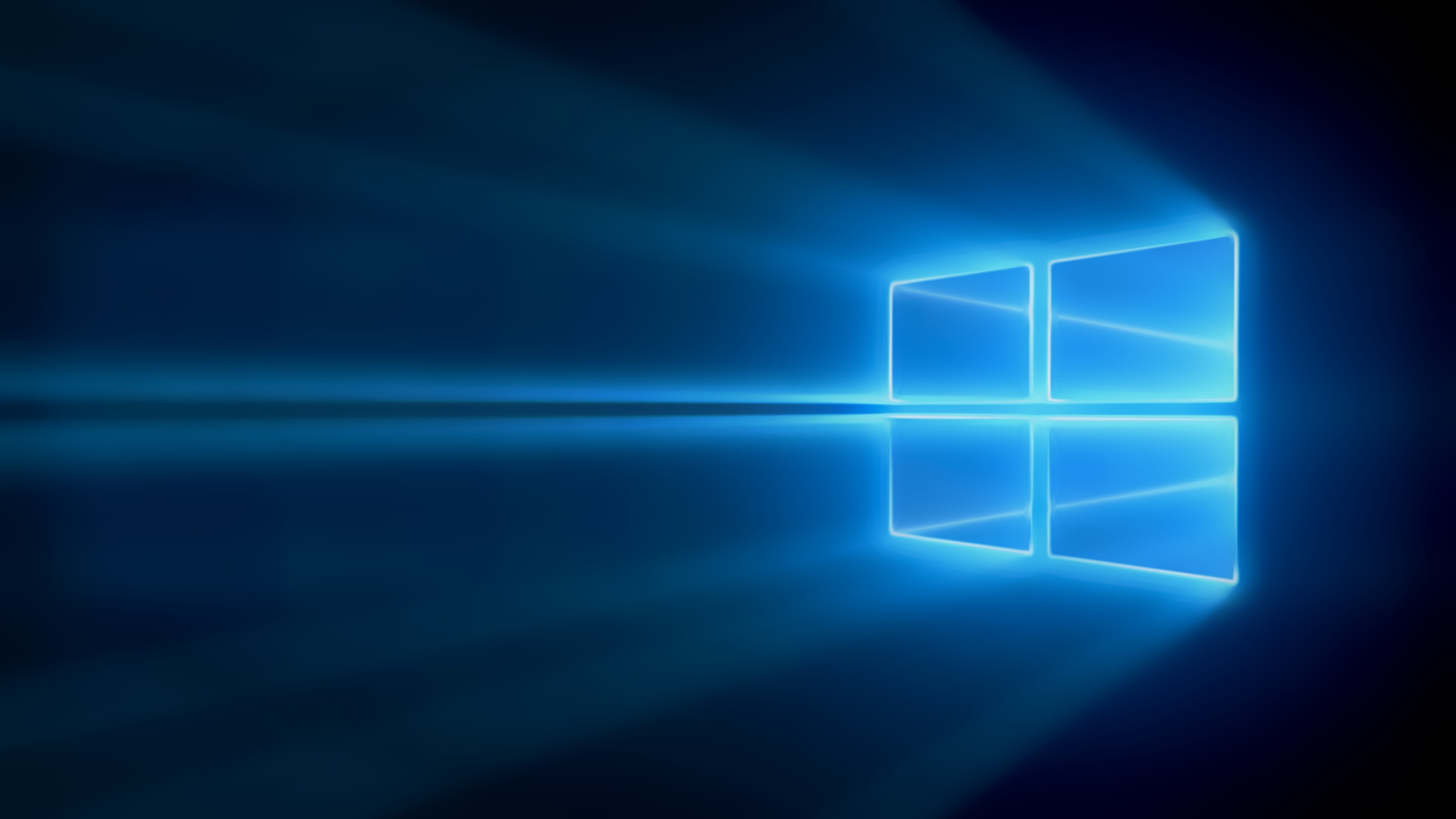 Windows 10 Hero, Logo Windows, Raggi di luce, Blu, 4K 2160p, sfondo desktop