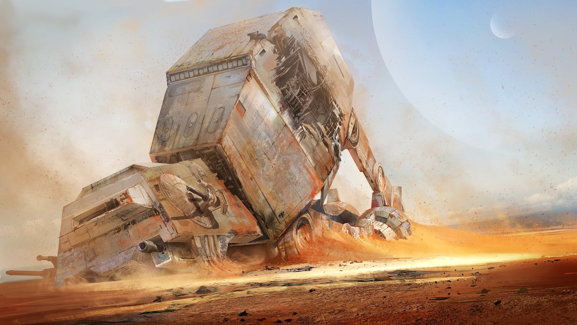 AT-AT, Jakku, Star Wars, Relitto, Deserto, 1920x1080, sfondo per PC