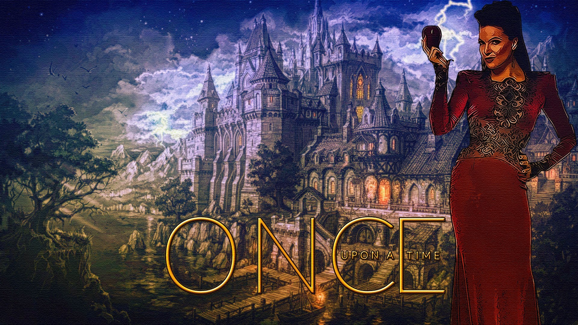 Regina Cattiva, C'era una volta, Castello, Logo, Abito rosso, Full HD, sfondo Windows 11