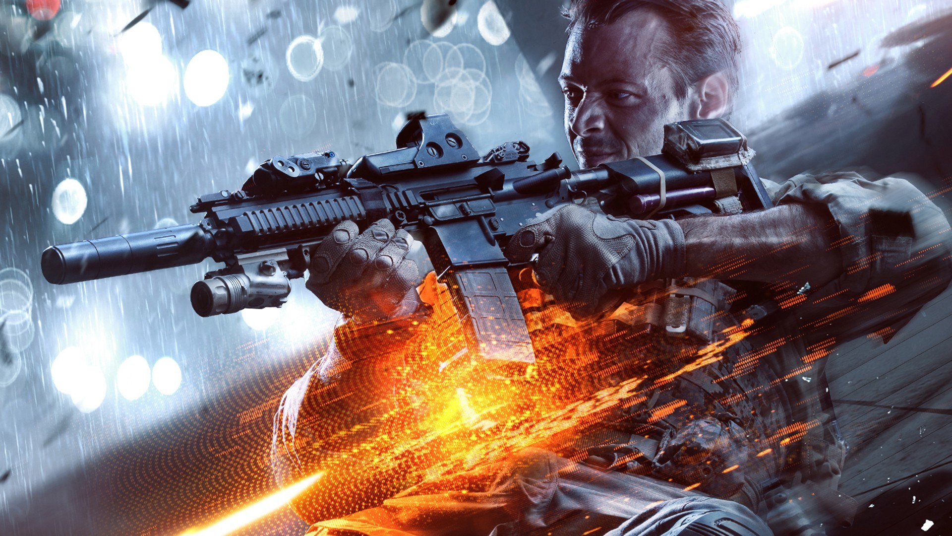 Battlefield 4, Soldato, Fucile, Esplosione, sfondo PC Full HD