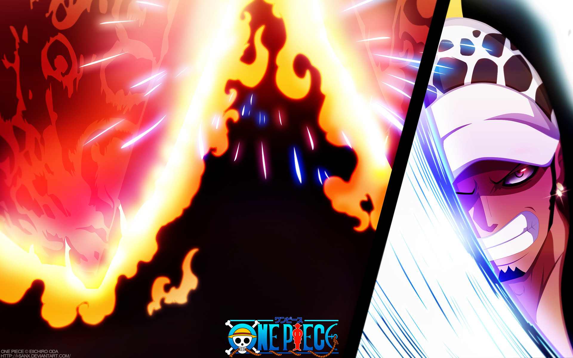 Trafalgar Law, Akainu, One Piece, Fuoco, Logo, 1920x1200, sfondo per PC