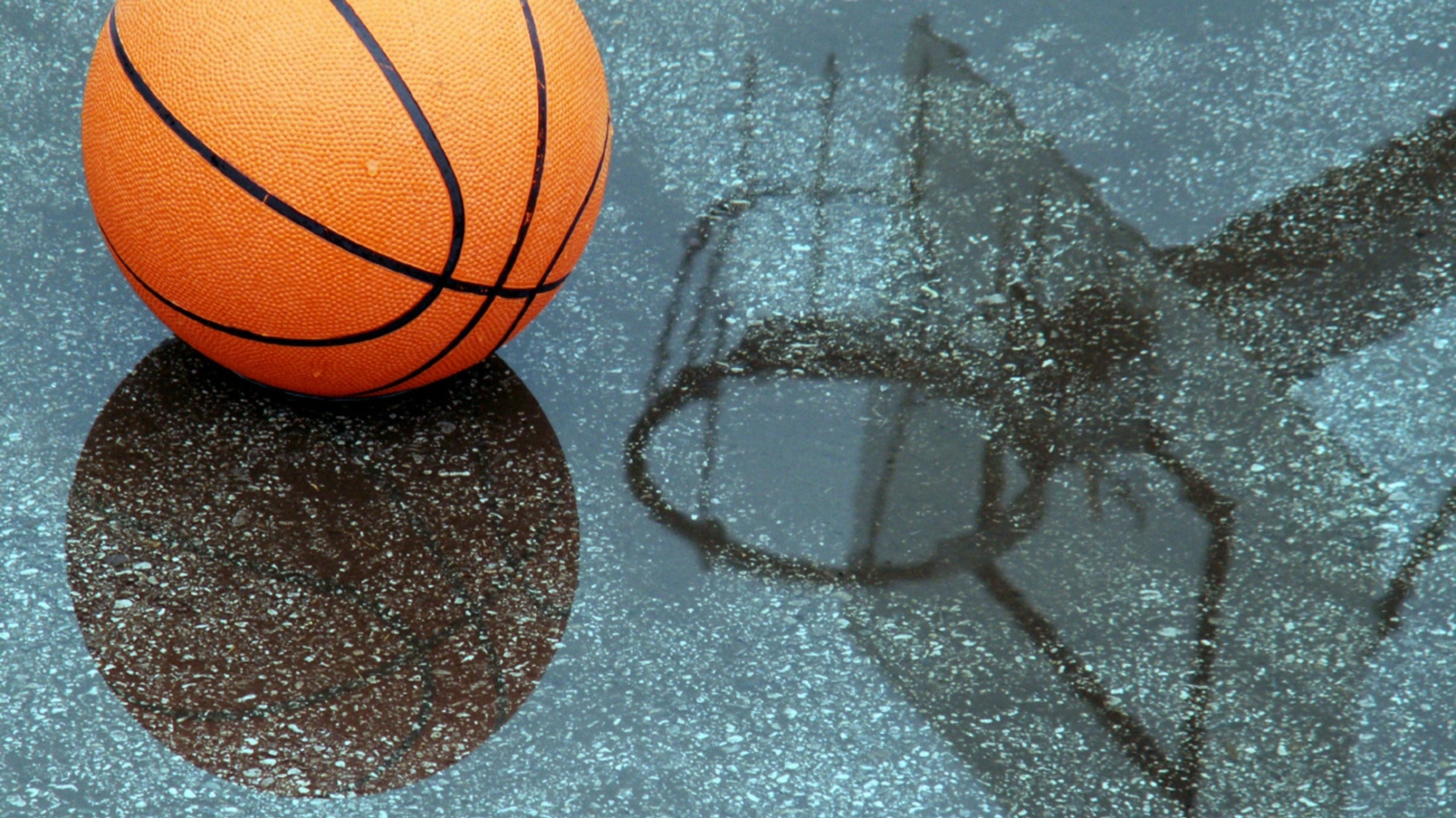 Pallone da basket, Ombra del canestro, Asfalto, 2K, sfondo Windows 11