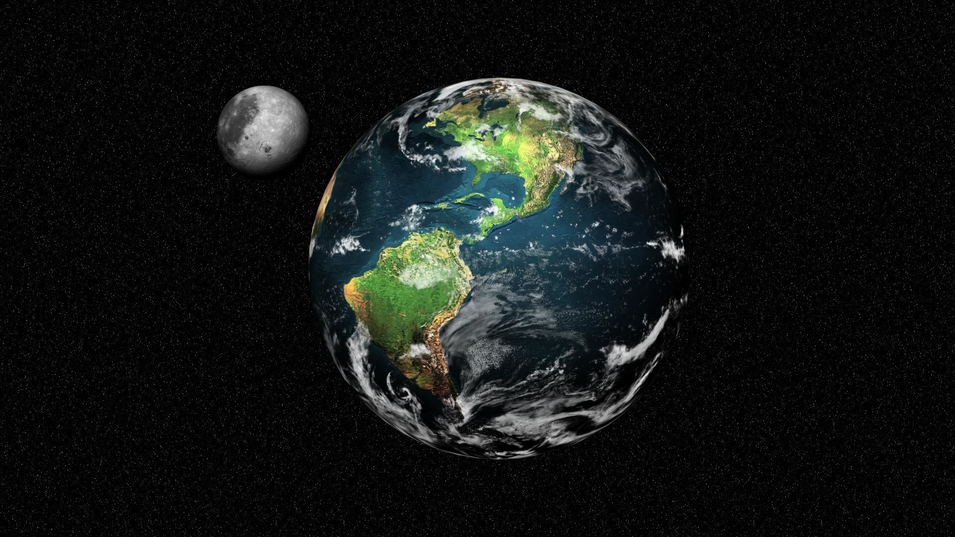 Terra, Luna, Americhe, Sfondo nero, 1920x1080, wallpaper desktop