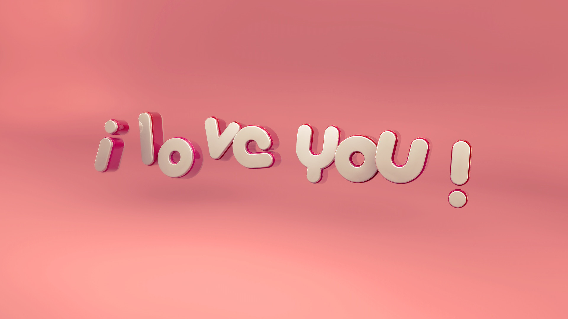 I Love You, Scritta 3D, Rosa, 16:9 Full HD, sfondo widescreen