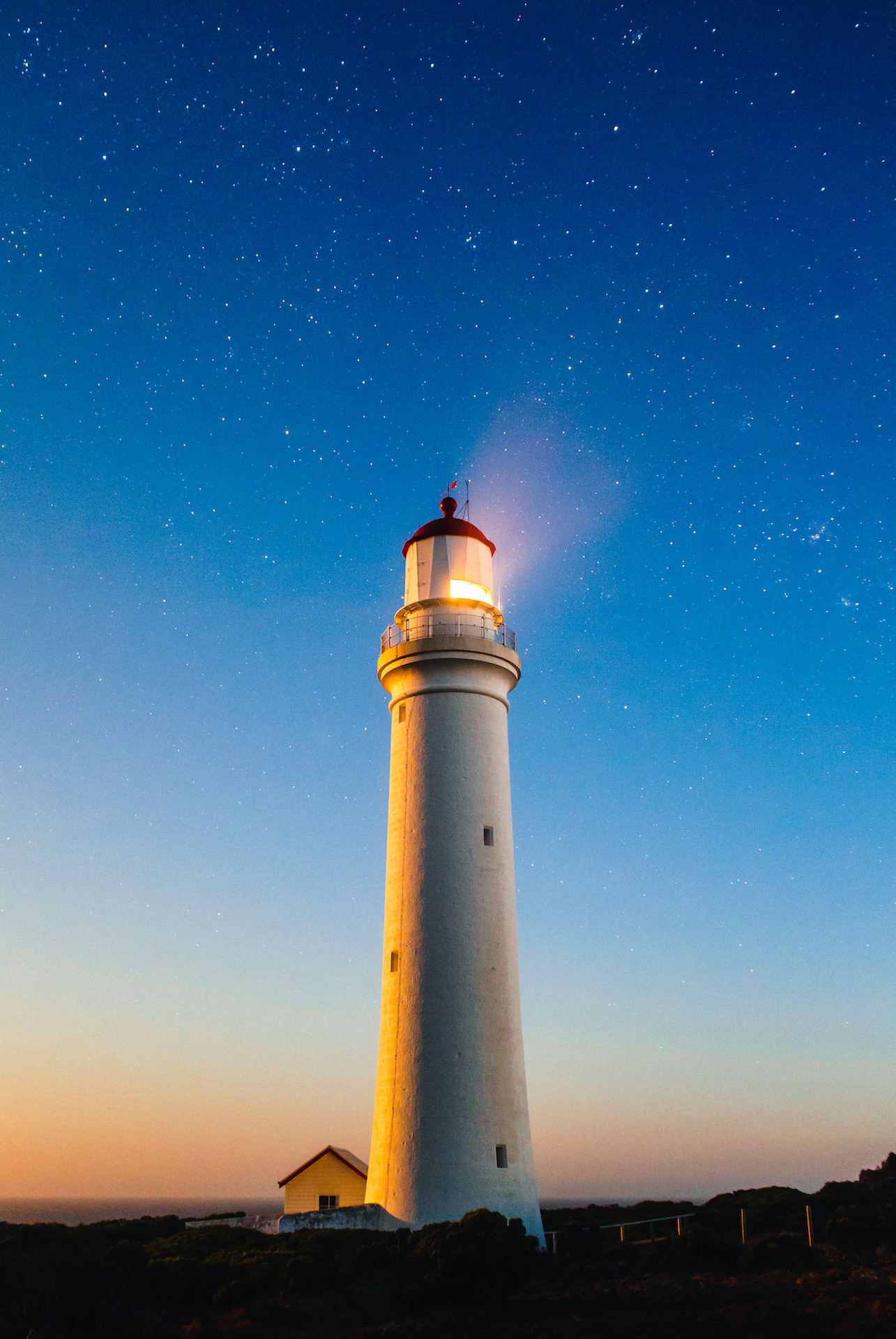 Faro, Crepuscolo, Cielo stellato, Notte, Full HD, schermata di blocco iPad